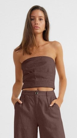 Romi Linen Top - Chocolate - Billy J