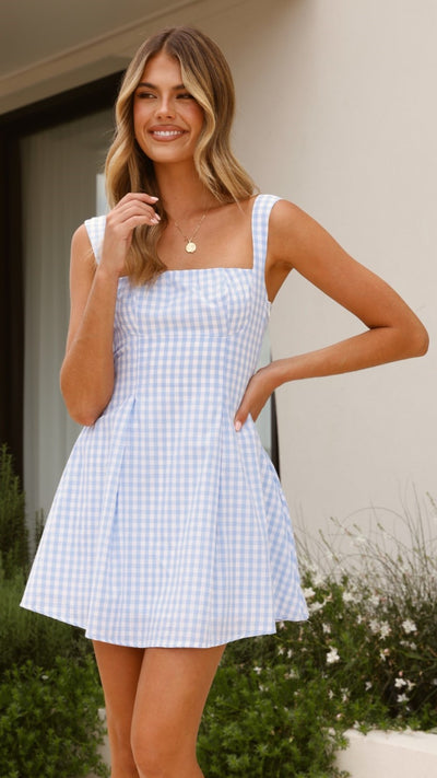 Load image into Gallery viewer, Jailene Mini Dress - Picnic Blue - Billy J
