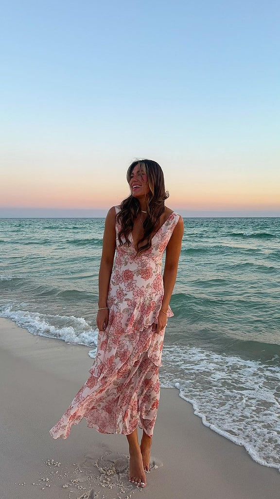 Adalinde Maxi Dress - Peach Floral - Billy J