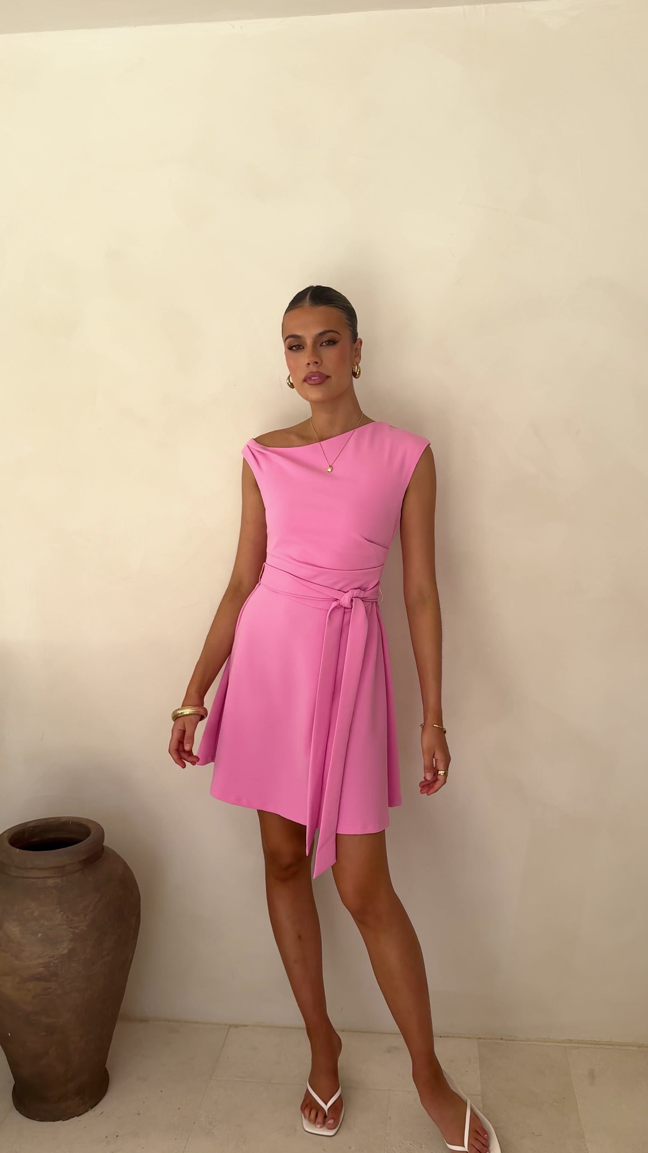 Load video: Gem Mini Dress - Pink - Billy J