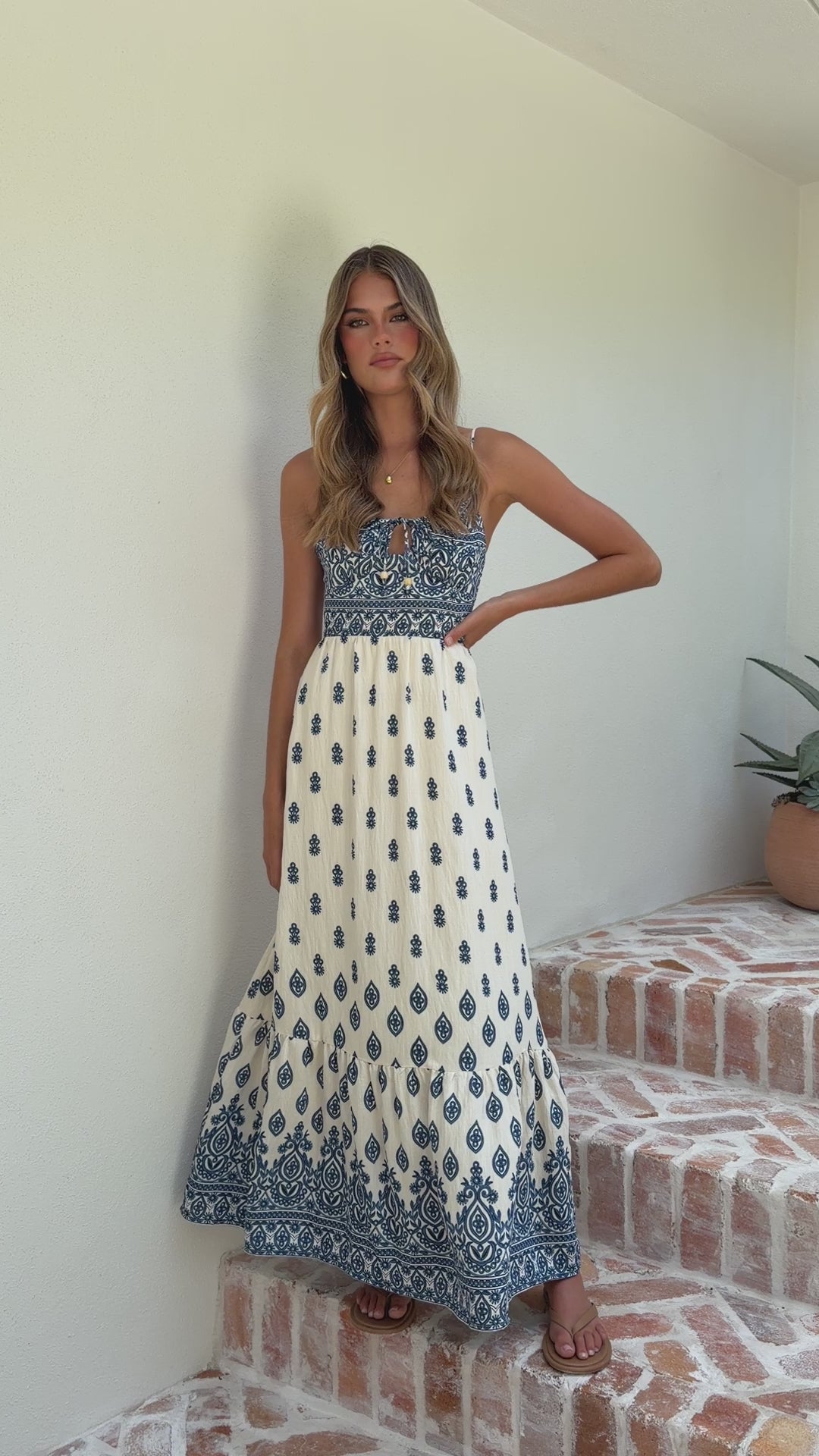 Sable Maxi Dress - Blue/White - Billy J