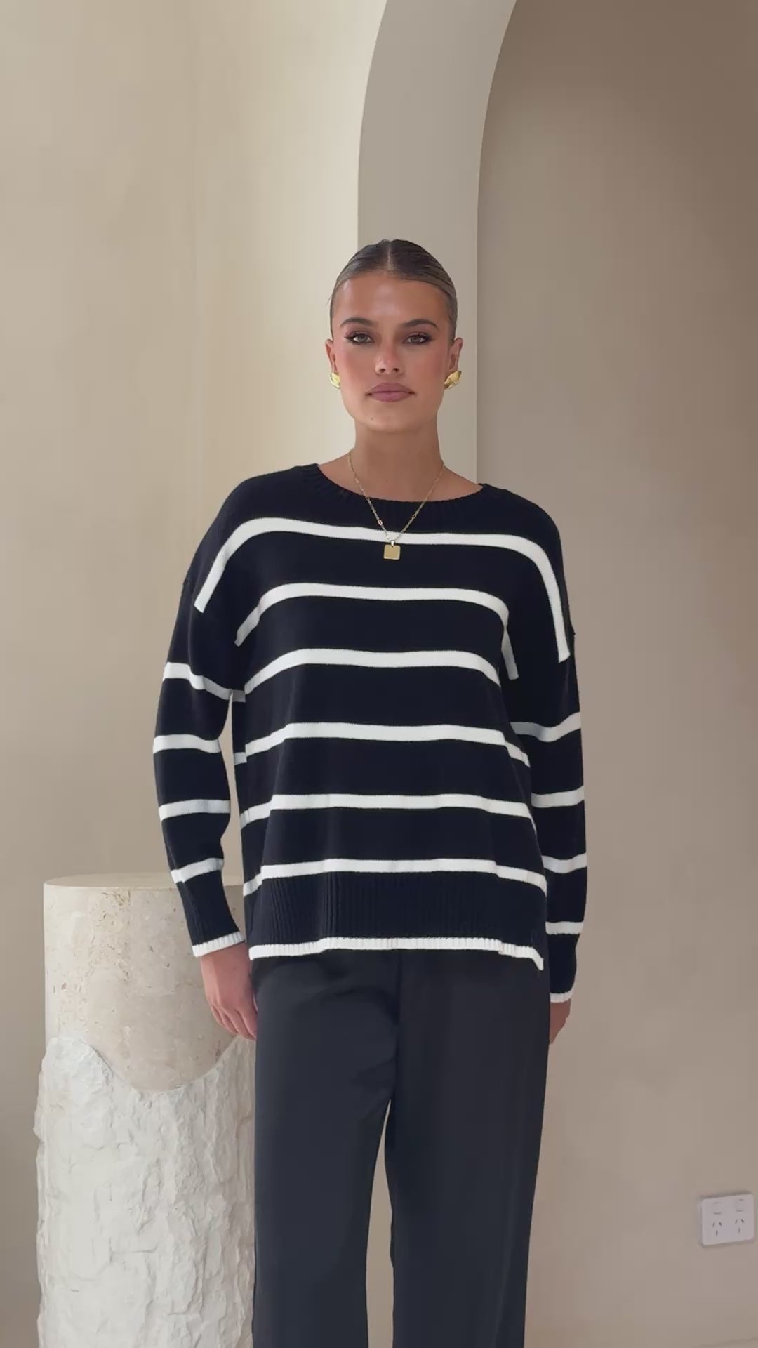 Vara Knit Jumper - Black/White Stripe - Billy J
