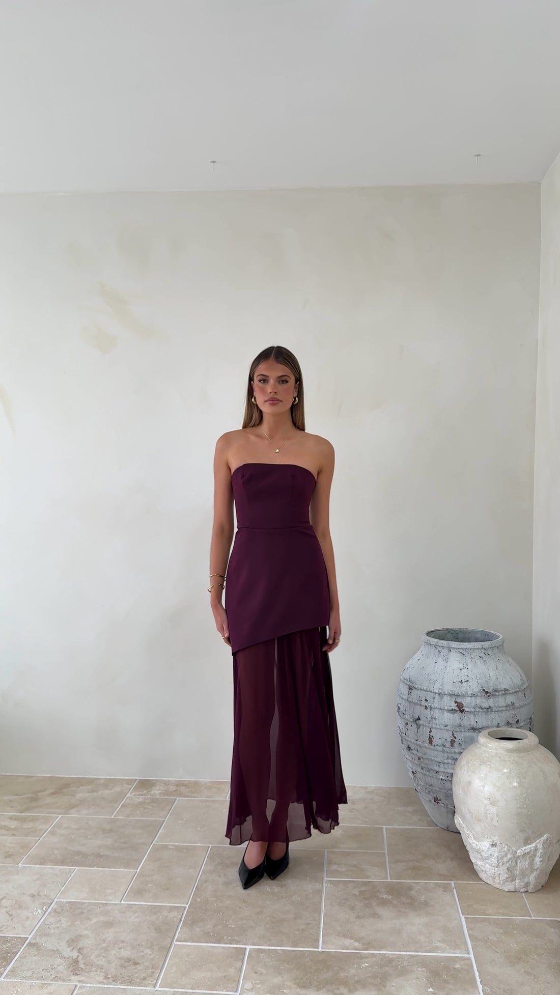 Fenella Asymmetrical Maxi Dress - Plum - Billy J