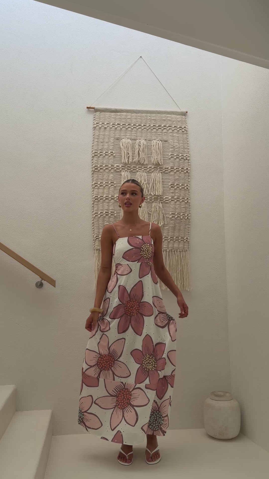 Load video: Norah Eyelet Maxi Dress - Botanic Pink Print - Billy J