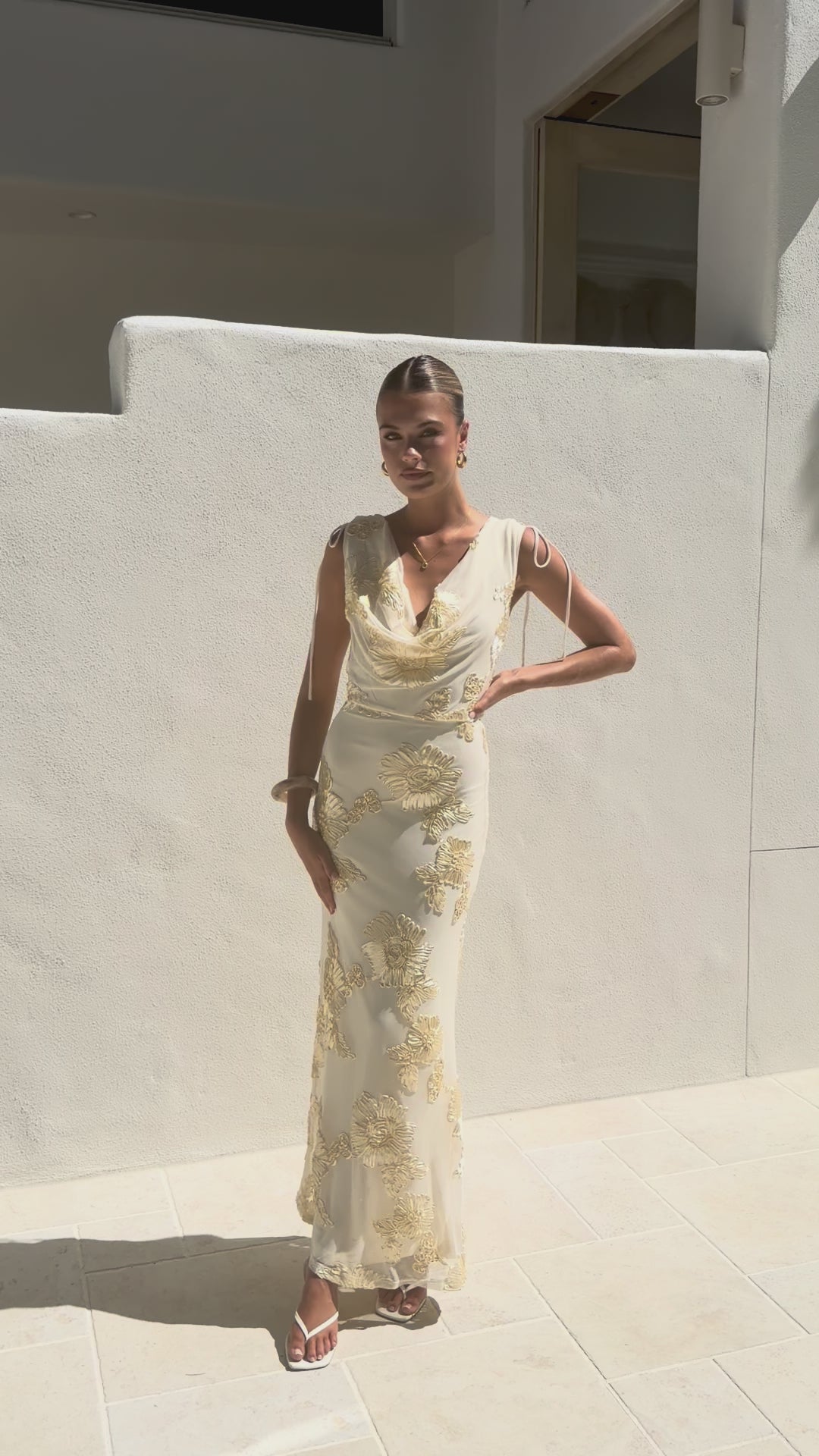 Load video: Nikova Maxi Dress - Yellow Embroidery - Billy J