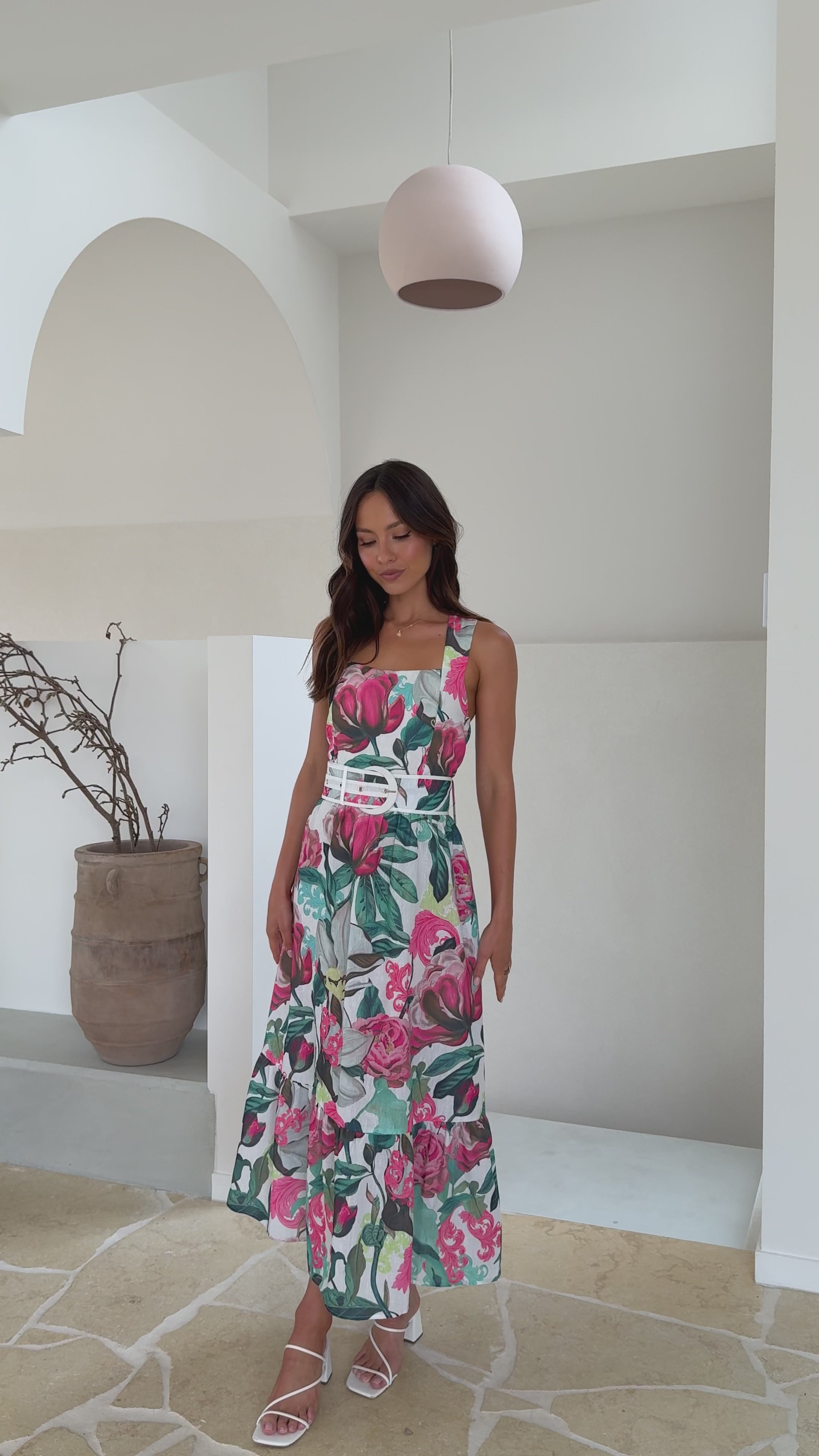 Reba Maxi Dress - Pink/Green Floral - Billy J