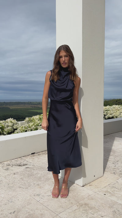 Load and play video in Gallery viewer, Esther Maxi Dress - Navy - Billy J
