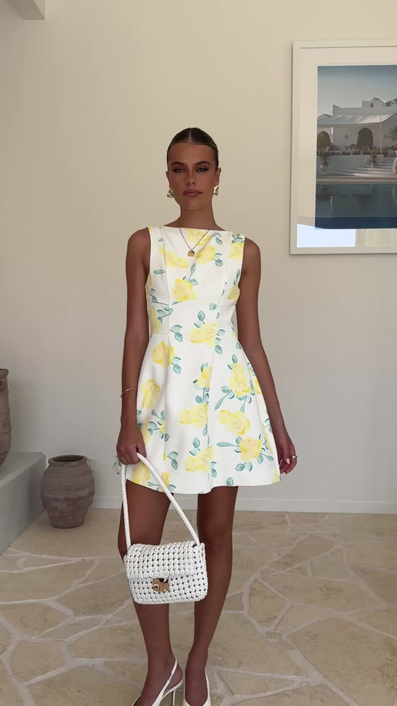 Rafiki Mini Dress - Yellow Floral - Billy J