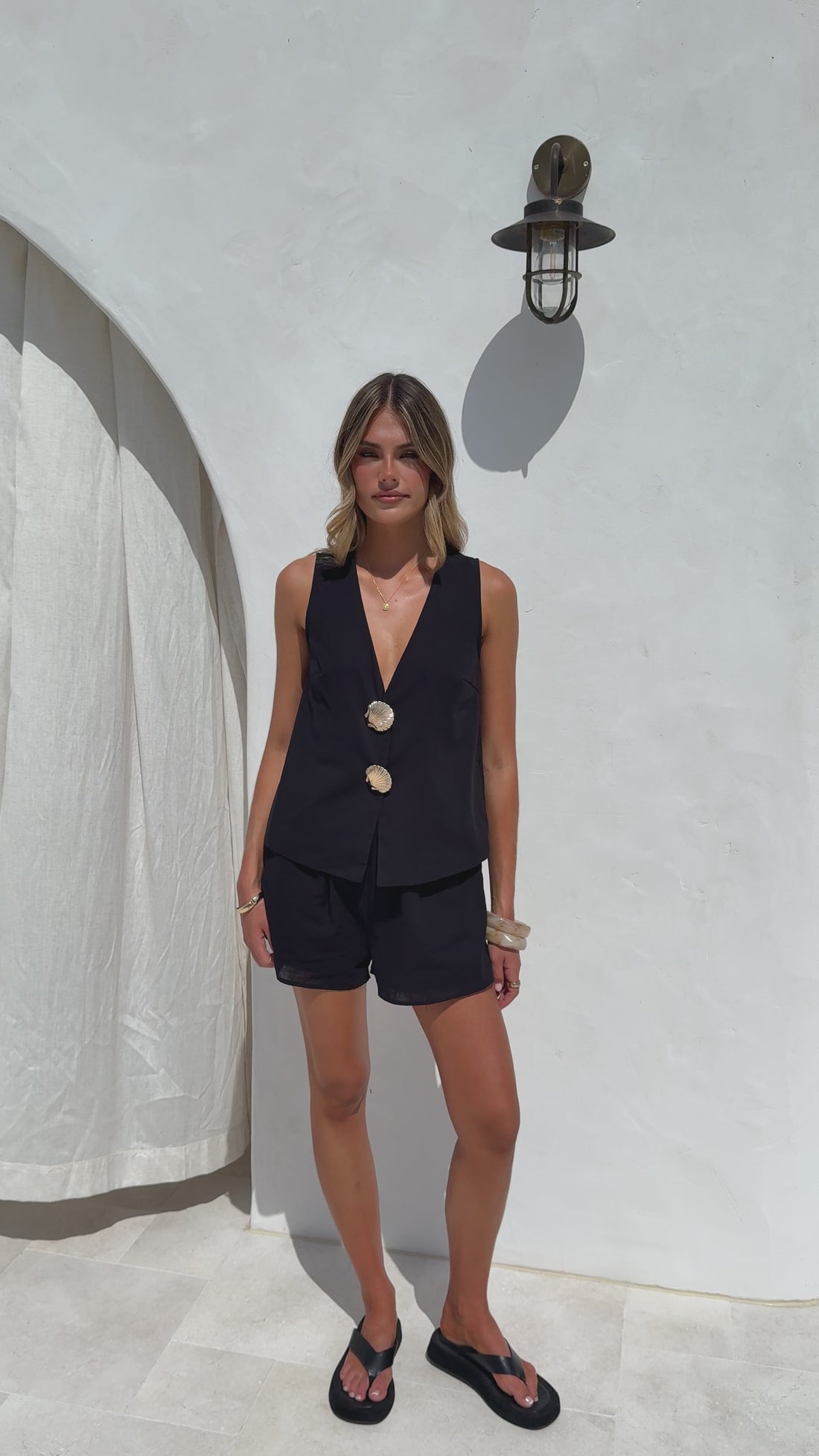 Elle Vest and Shorts Set - Black - Billy J