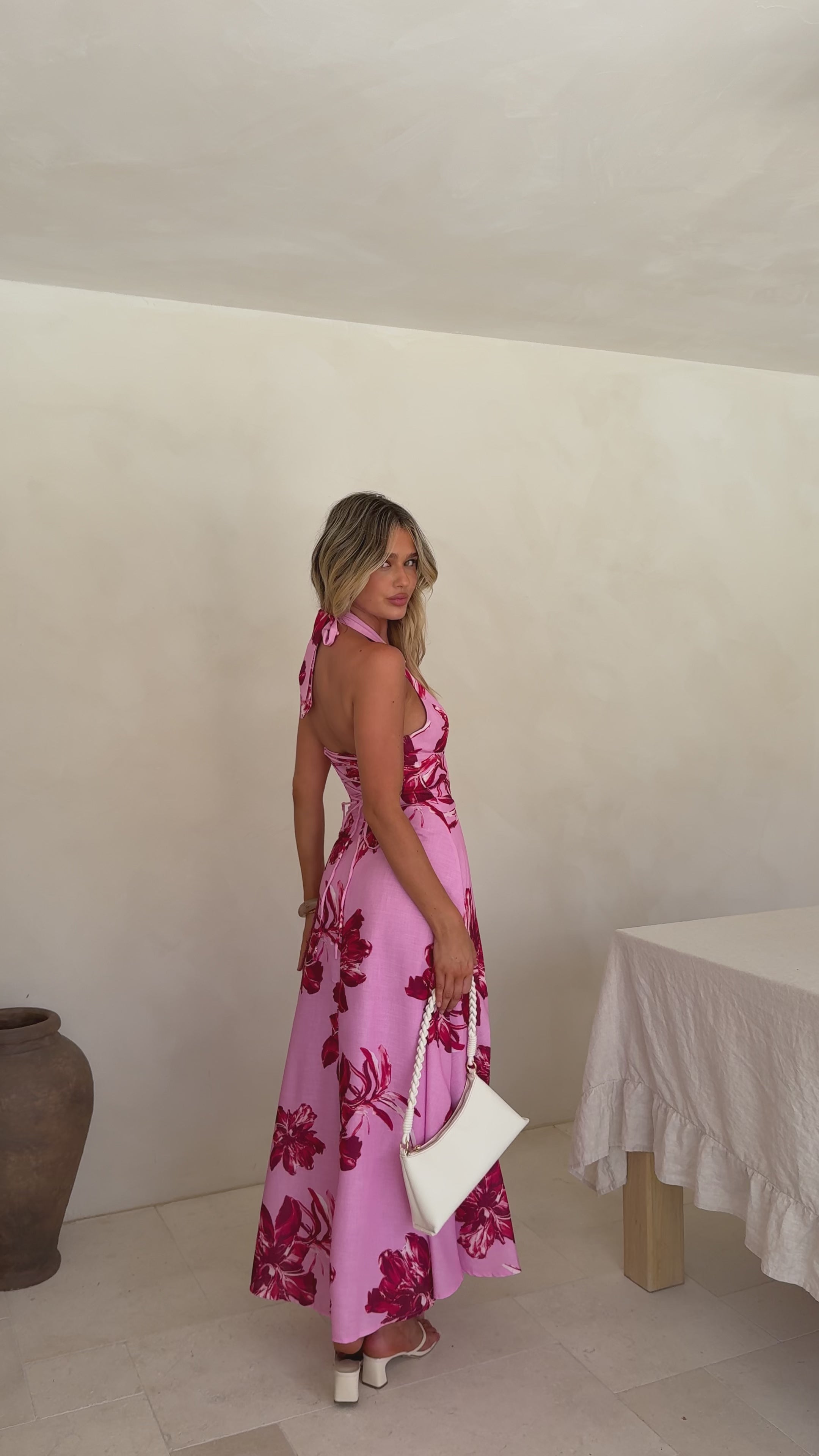 Load video: Skye Maxi Dress - Pink Floral - Billy J