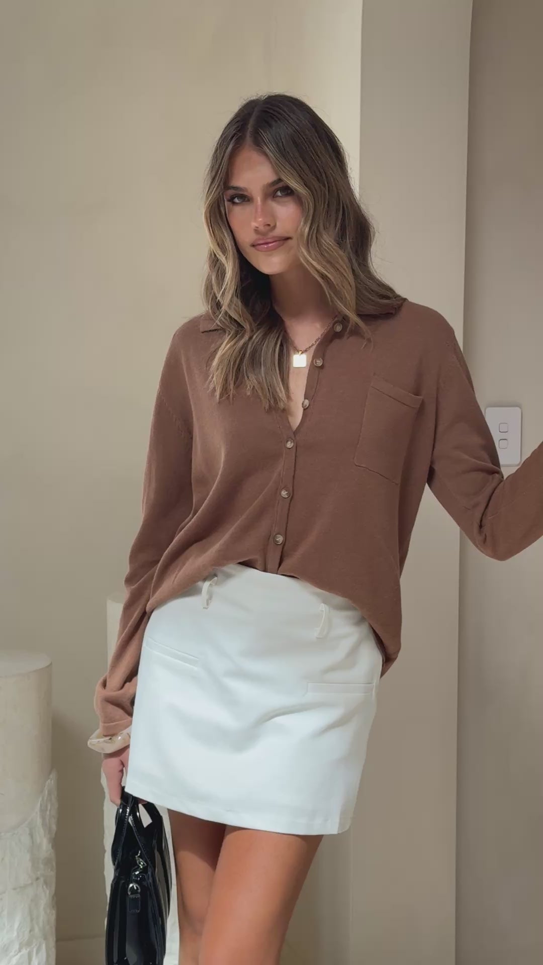 Klara Knitted Shirt - Caramel - Billy J