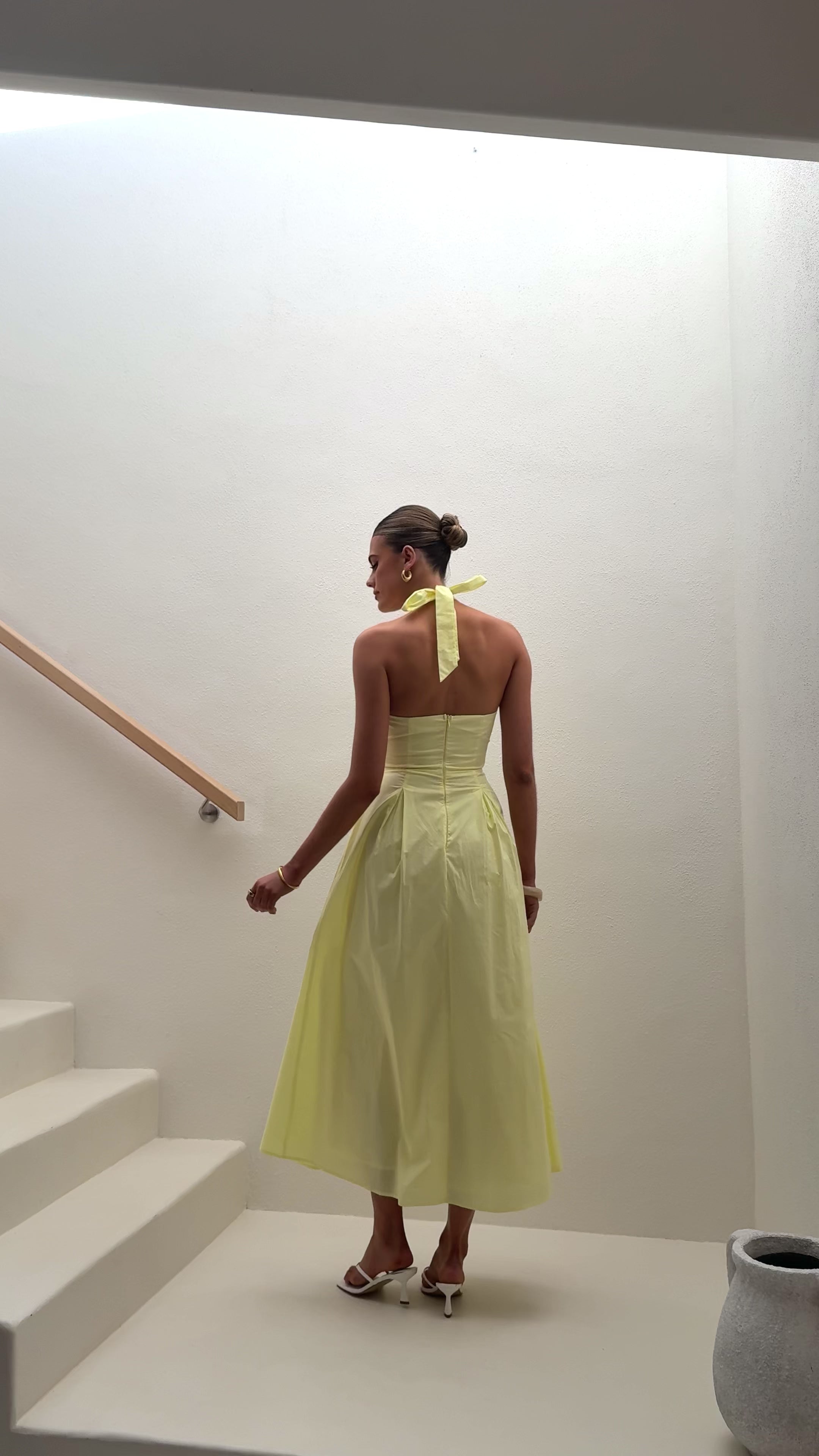 Load video: Wesley Halter Neck Maxi Dress - Yellow - Billy J