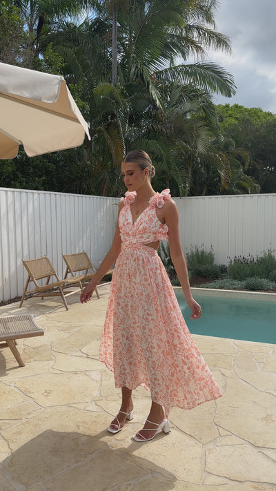 Load and play video in Gallery viewer, Galilhai Maxi Dress - Apricot Floral - Billy J
