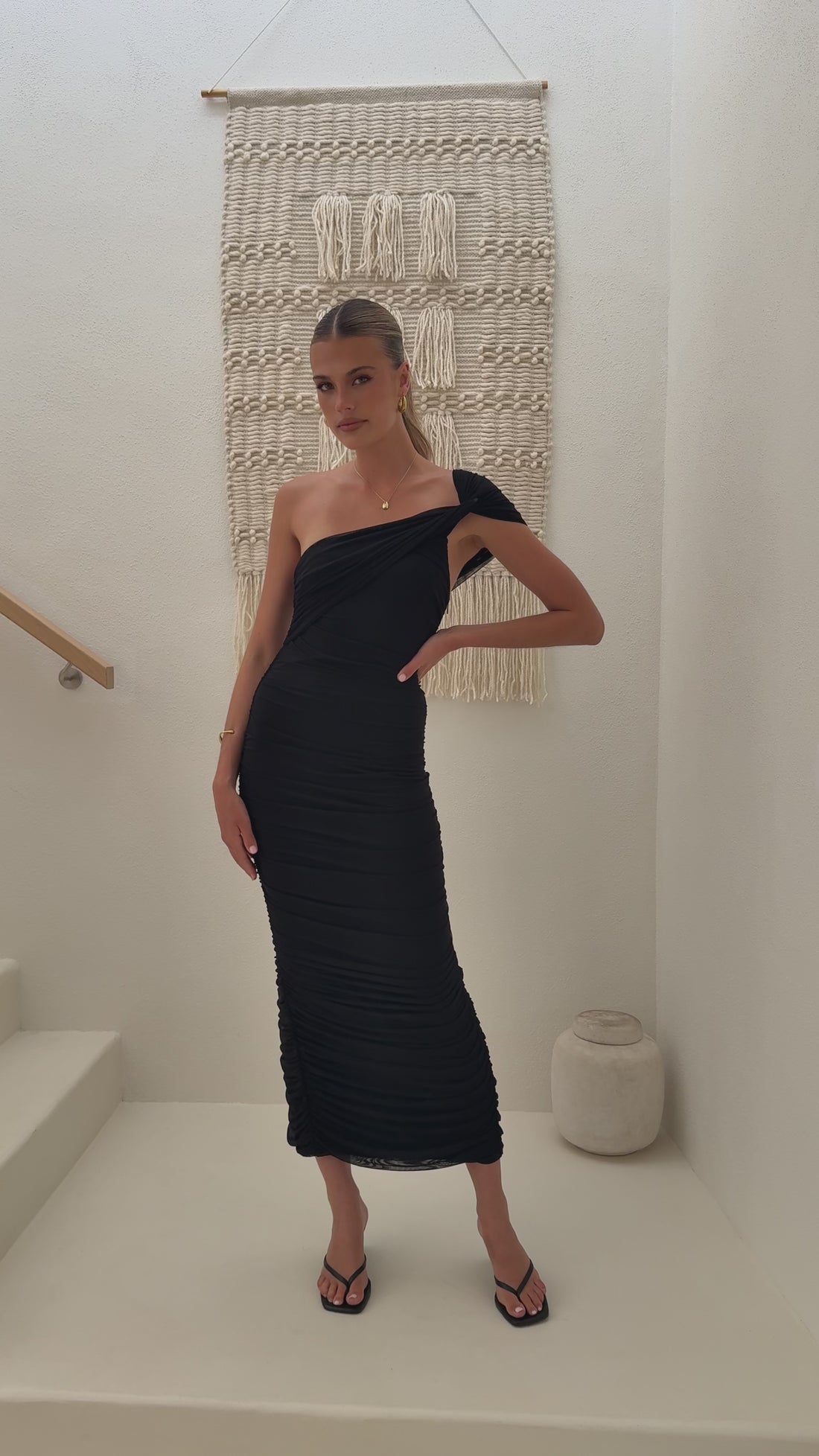 Liana Asymmetrical Maxi Dress - Black - Billy J