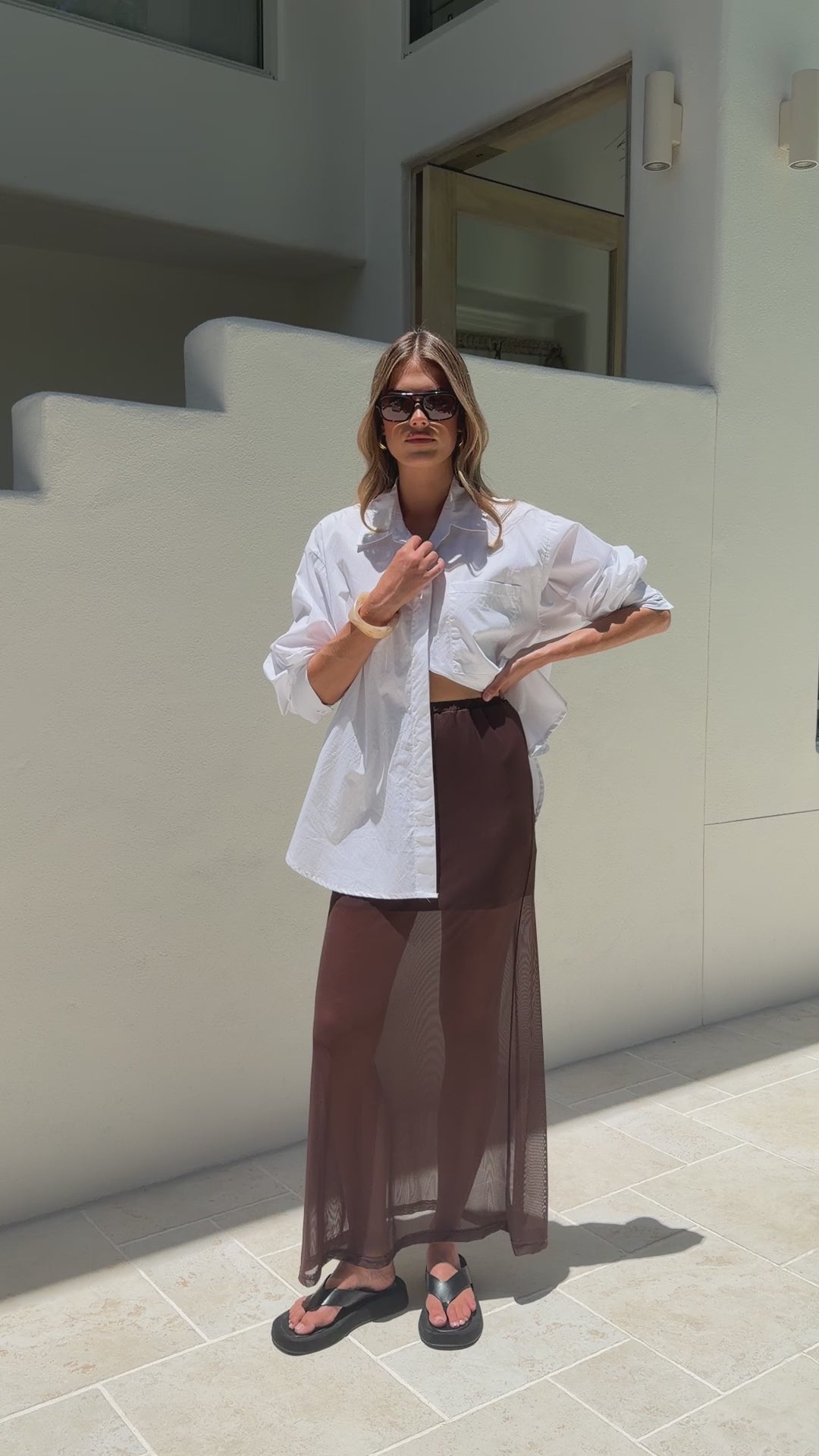 Onella Semi Sheer Maxi Skirt - Chocolate - Billy J