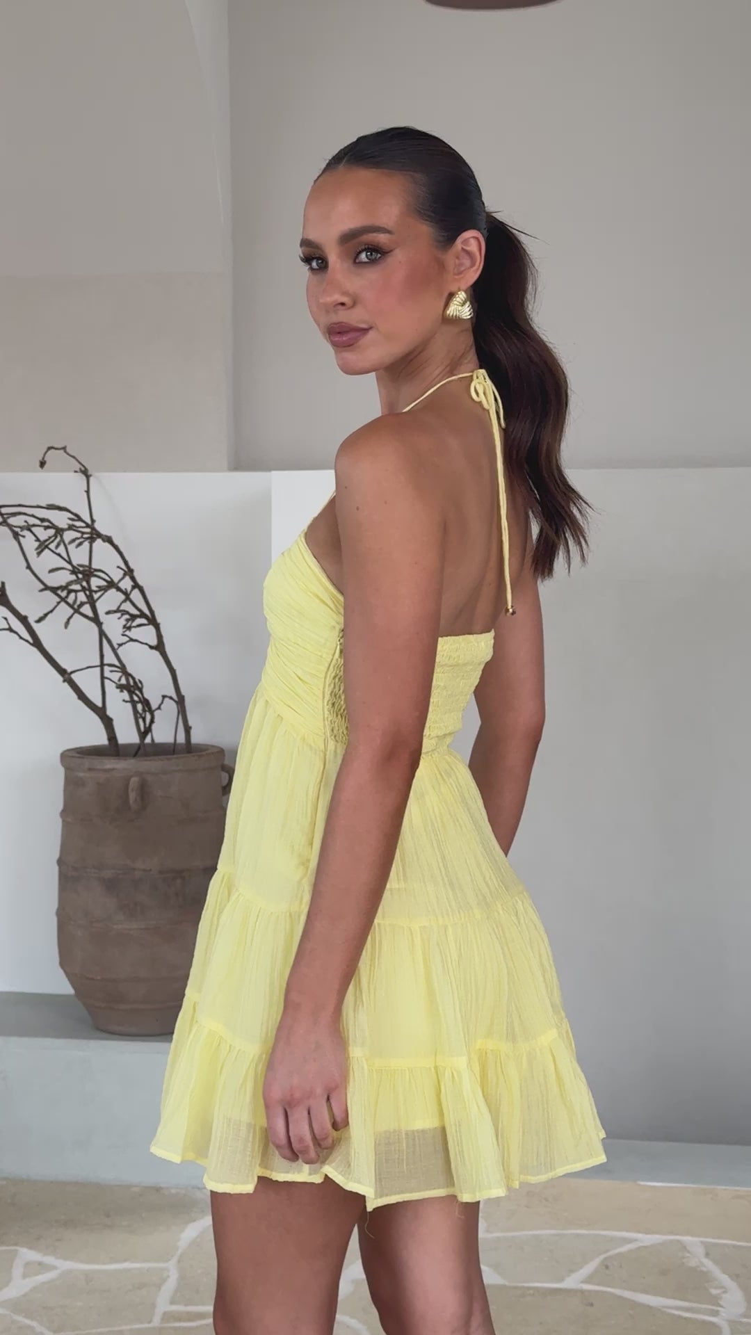 Taffeta Mini Dress - Yellow - Billy J