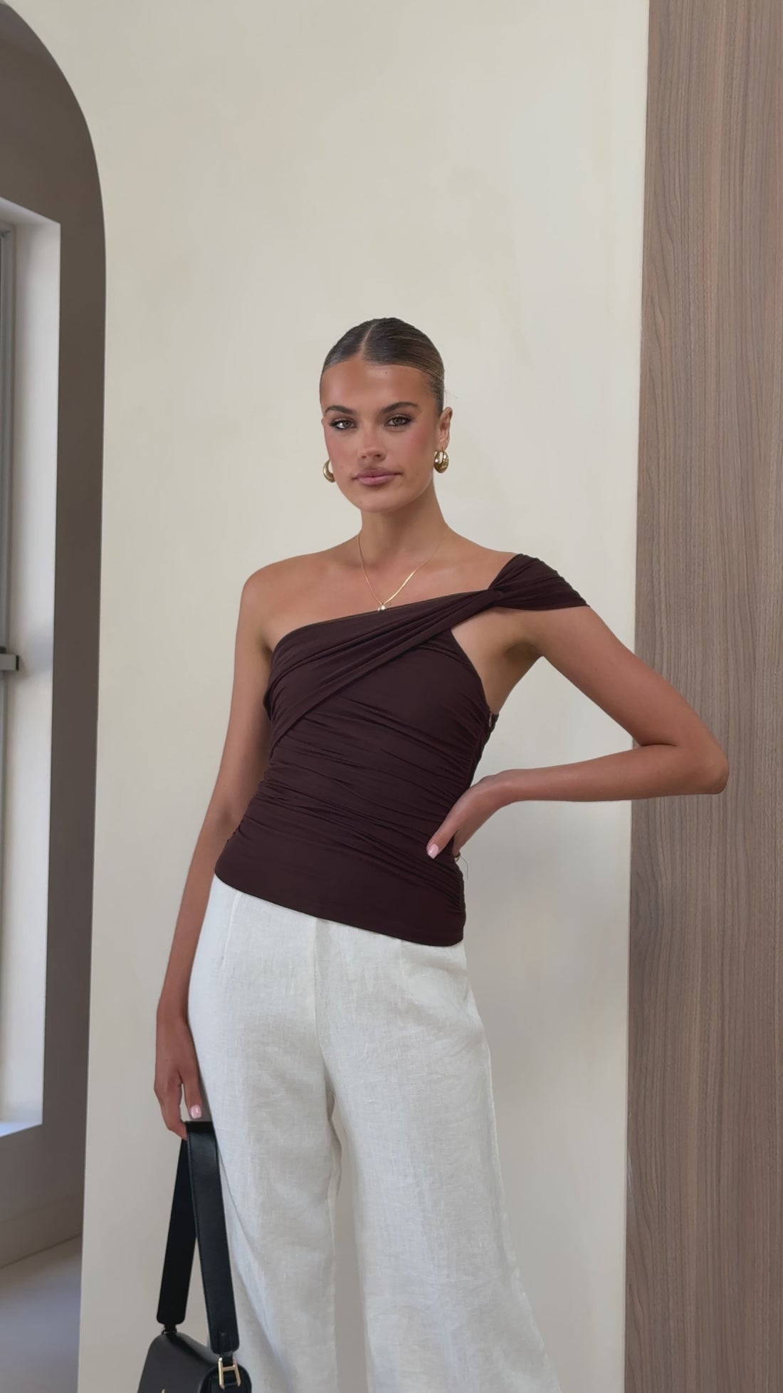 Liana Asymmetrical Top - Chocolate - Billy J
