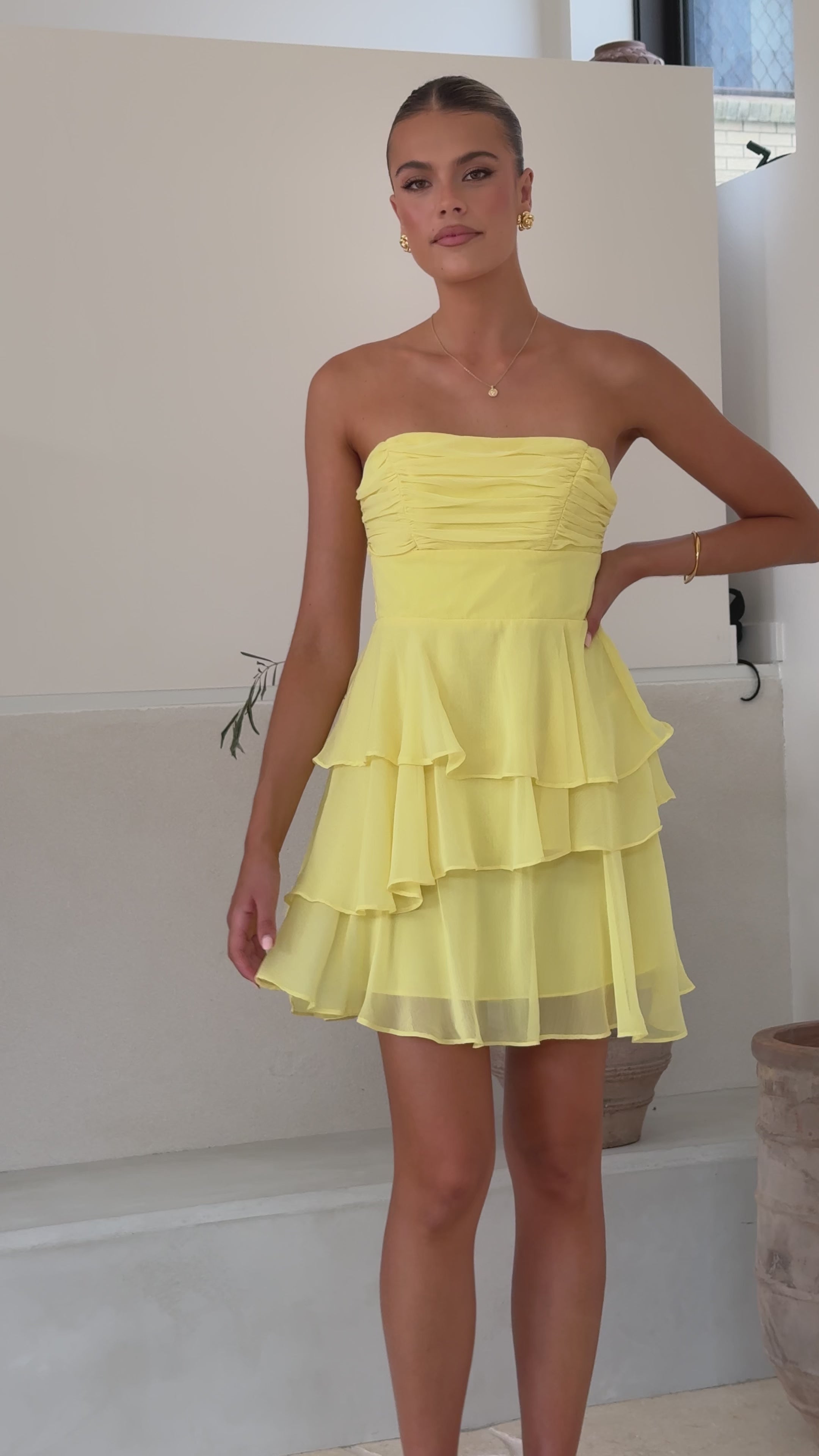 Alessia Mini Dress - Yellow - Billy J