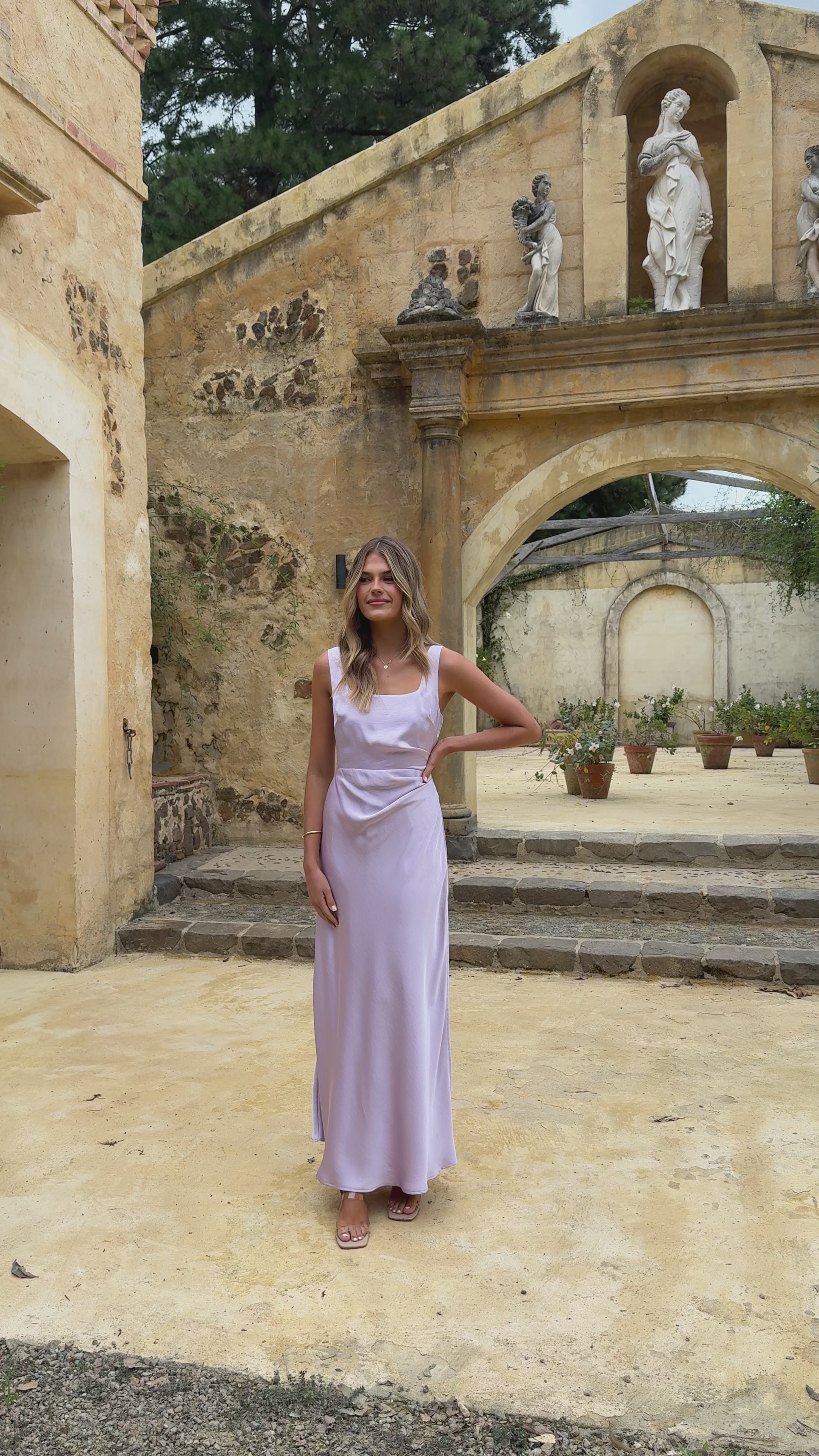 Load video: Adeline Maxi Dress - Lilac - Billy J