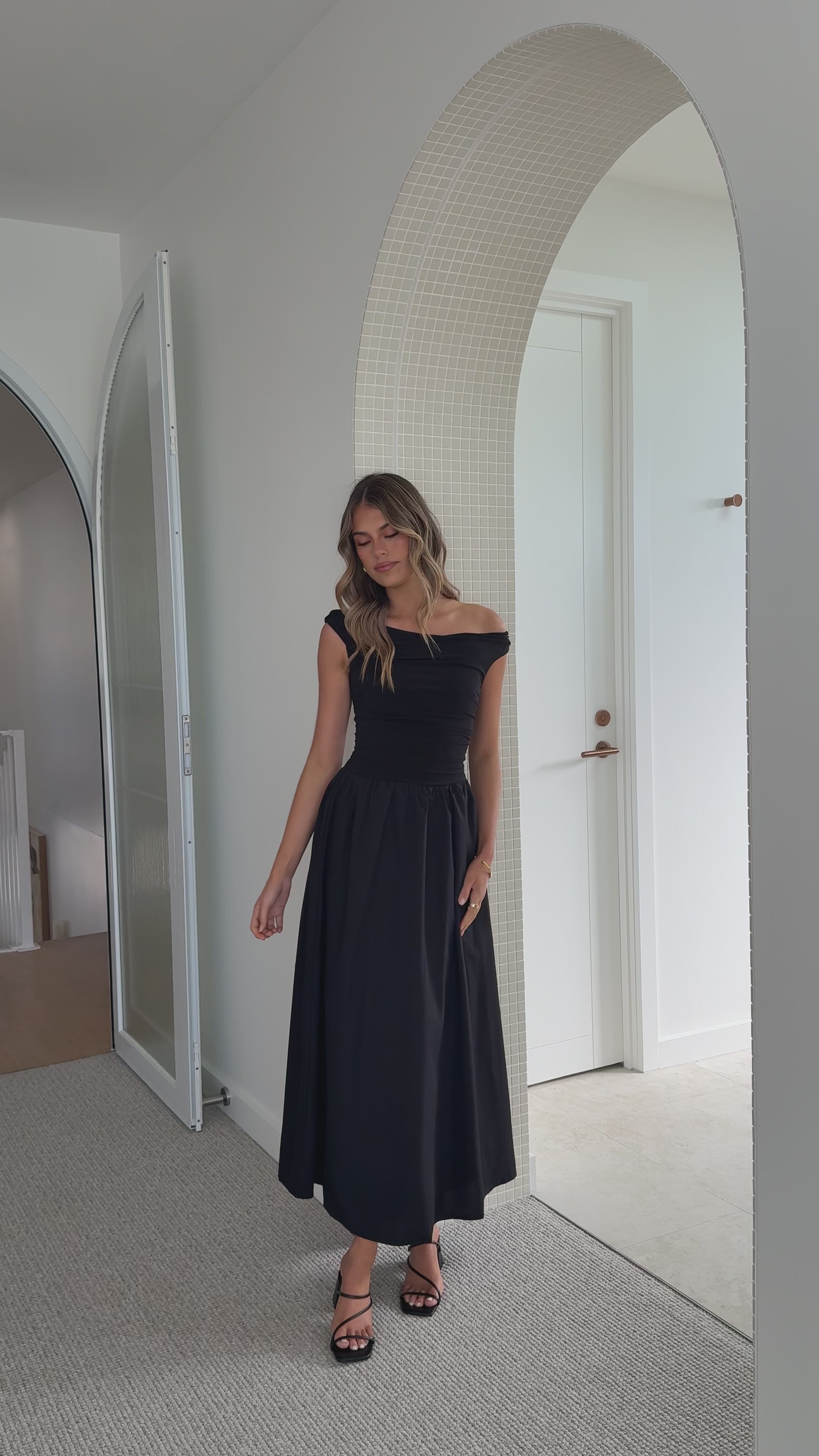 Load video: Immy Midi Dress - Black - Billy J