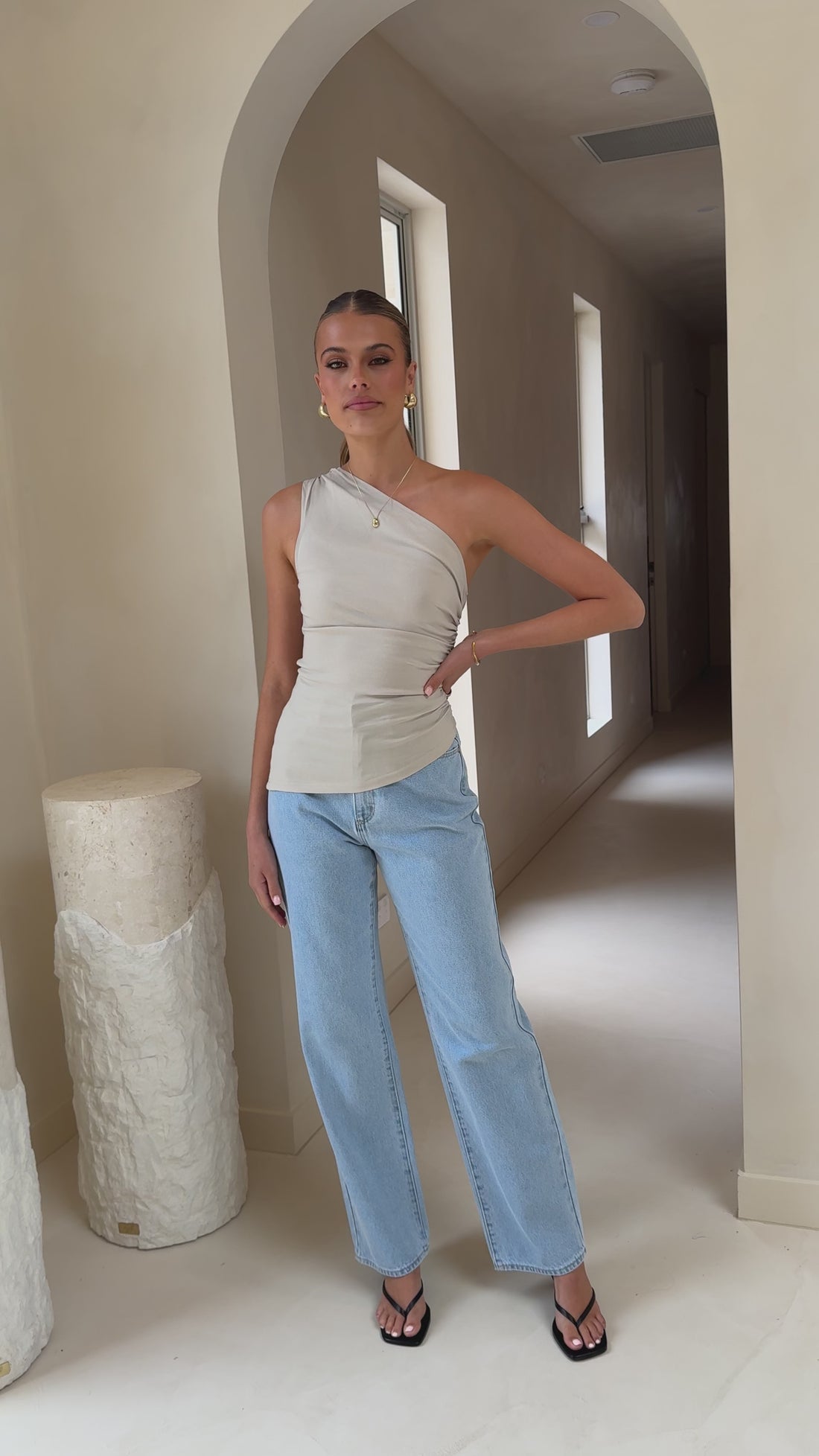 Cynthia One Shoulder Top - Stone - Billy J