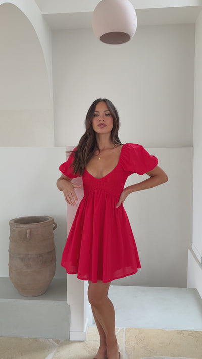 Load and play video in Gallery viewer, Sahirah Mini Dress - Red - Billy J
