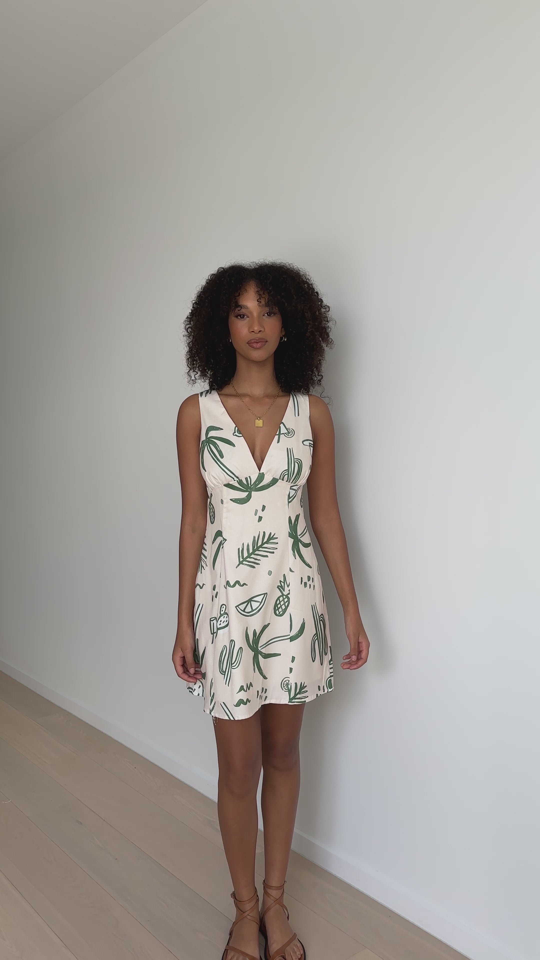 Sienna Mini Dress - Green Palm - Billy J