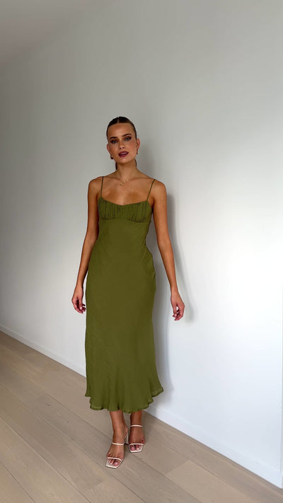 Load and play video in Gallery viewer, Galina Maxi Dress - Olive - Billy J
