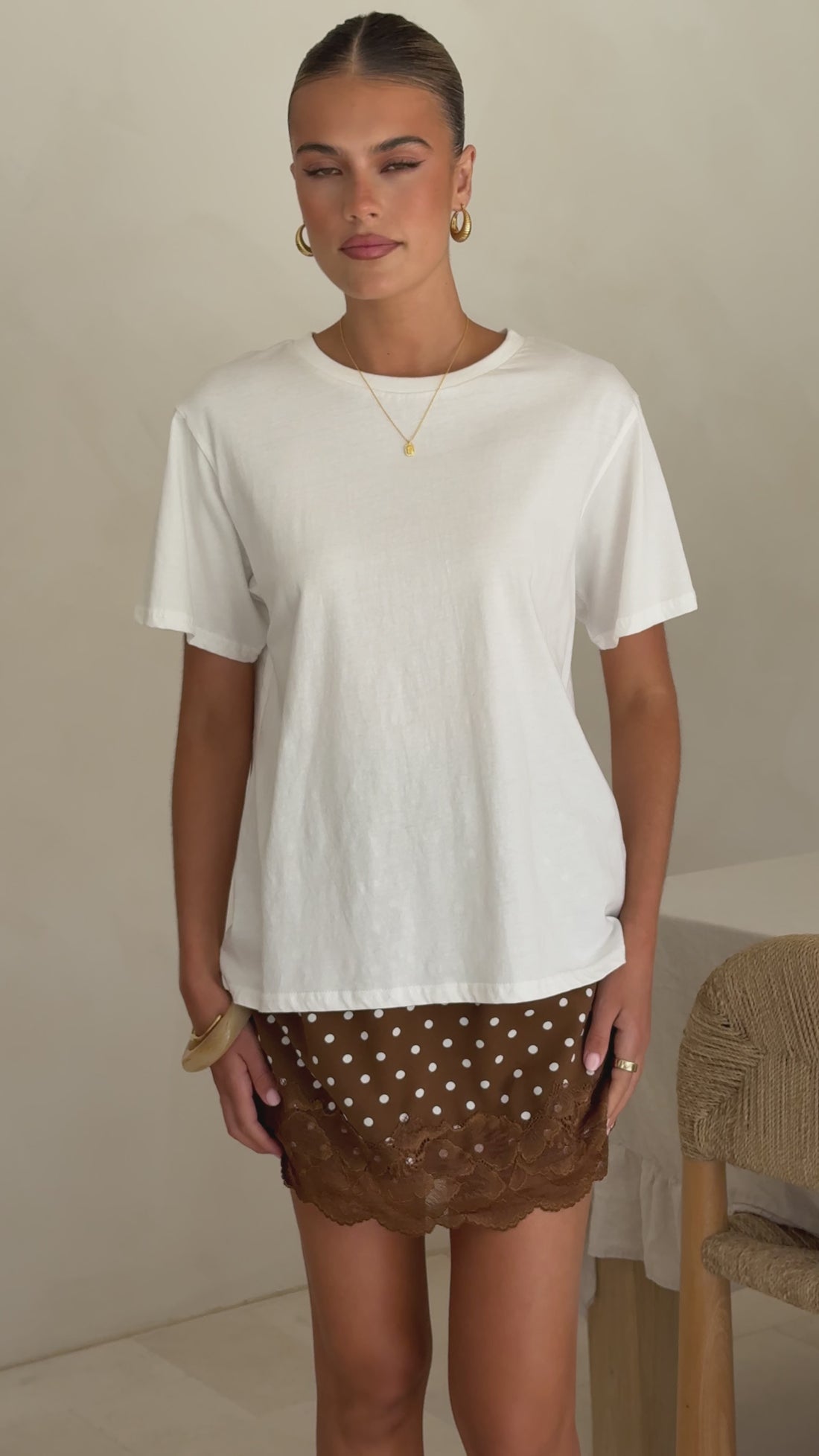 Kiki Lace Mini Skirt - Chocolate Polka - Billy J