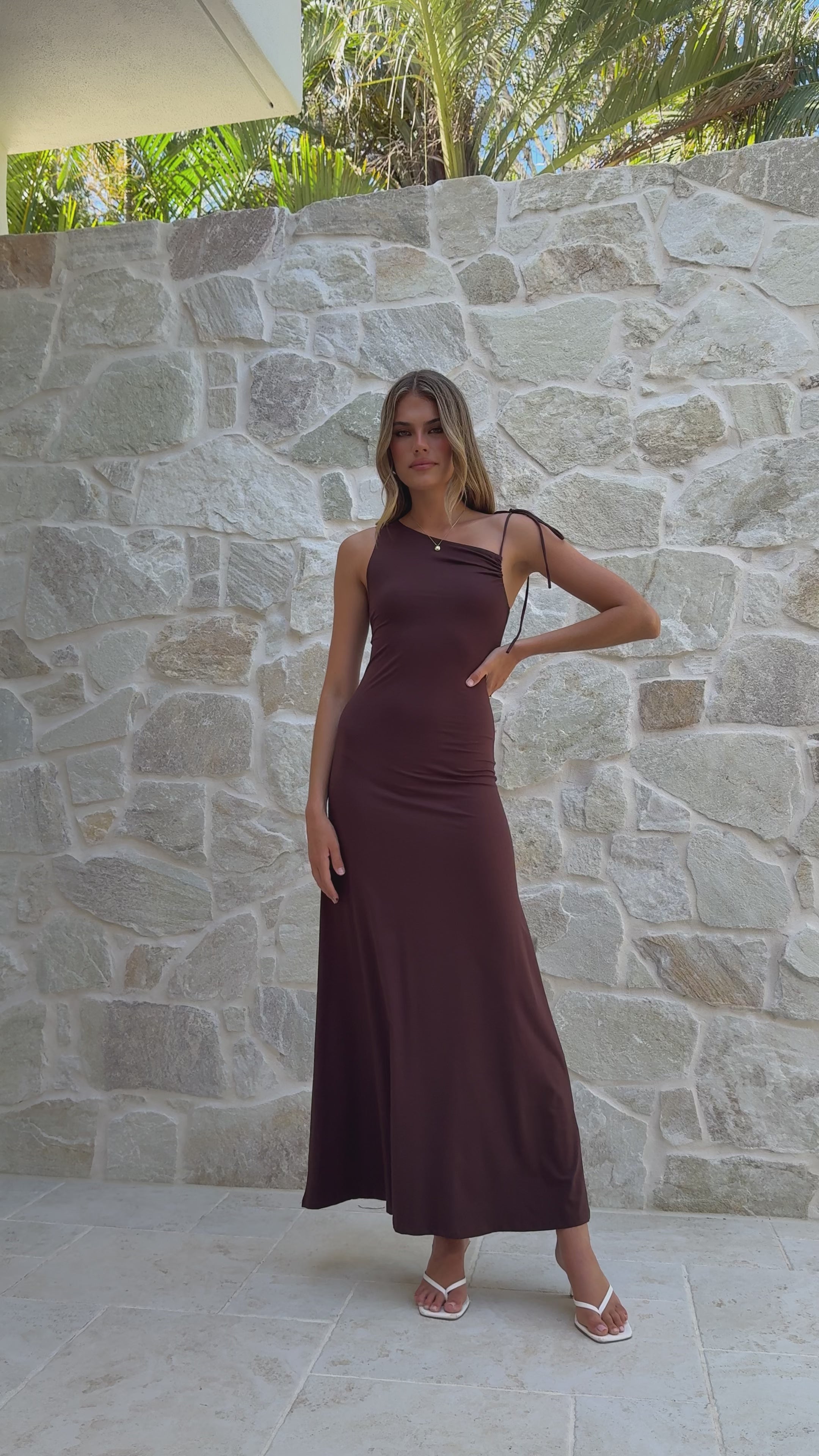 Load video: Delow Maxi Dress - Brown - Billy J