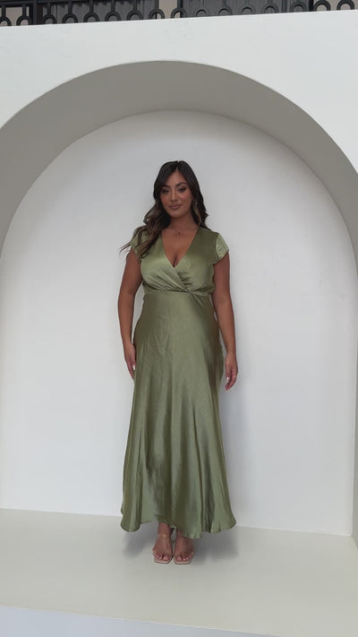 Load and play video in Gallery viewer, Selma Maxi Dress - Olive - Billy J
