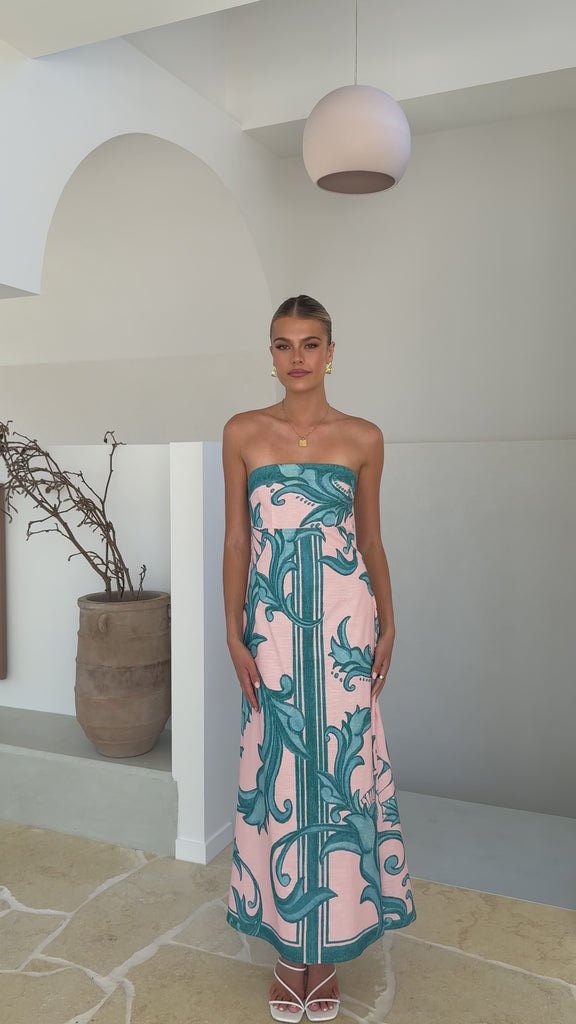 Madra Maxi Dress - Aqua / Pink Zayna - Billy J