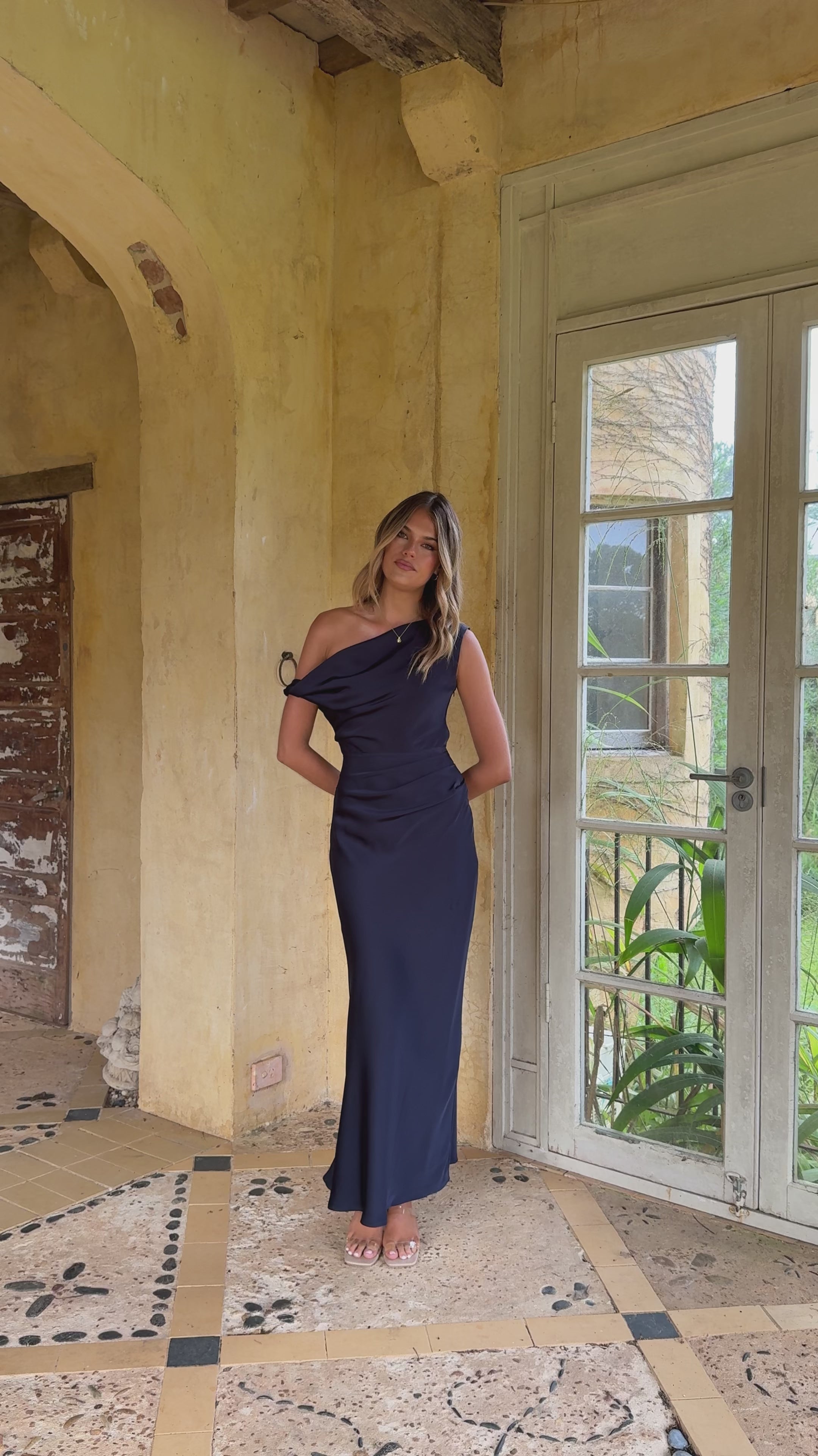Load video: Gigi Maxi Dress - Navy - Billy J