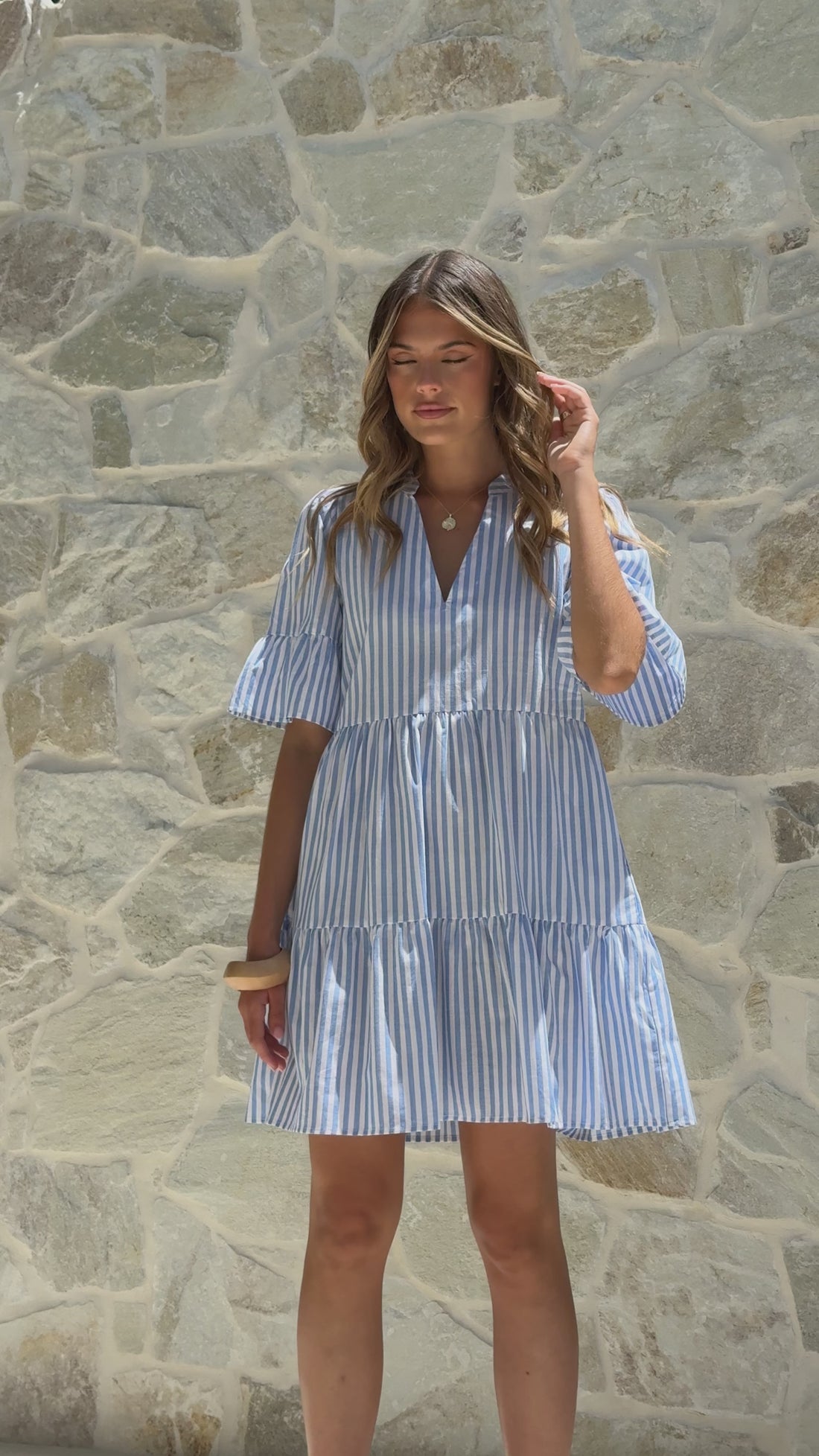 Tarnie Mini Dress - Blue Stripe - Billy J
