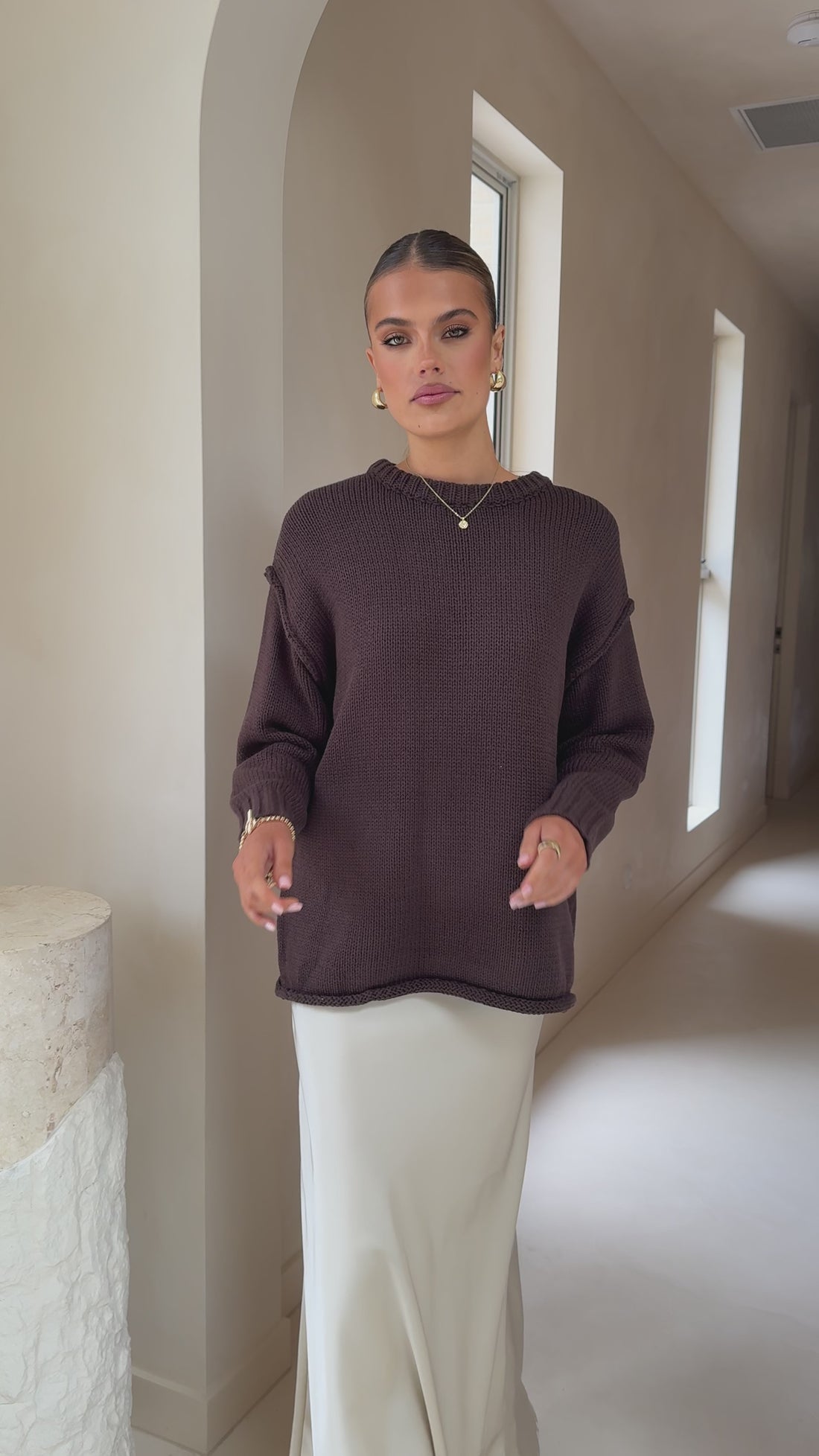 Delvine Knit Jumper - Chocolate - Billy J