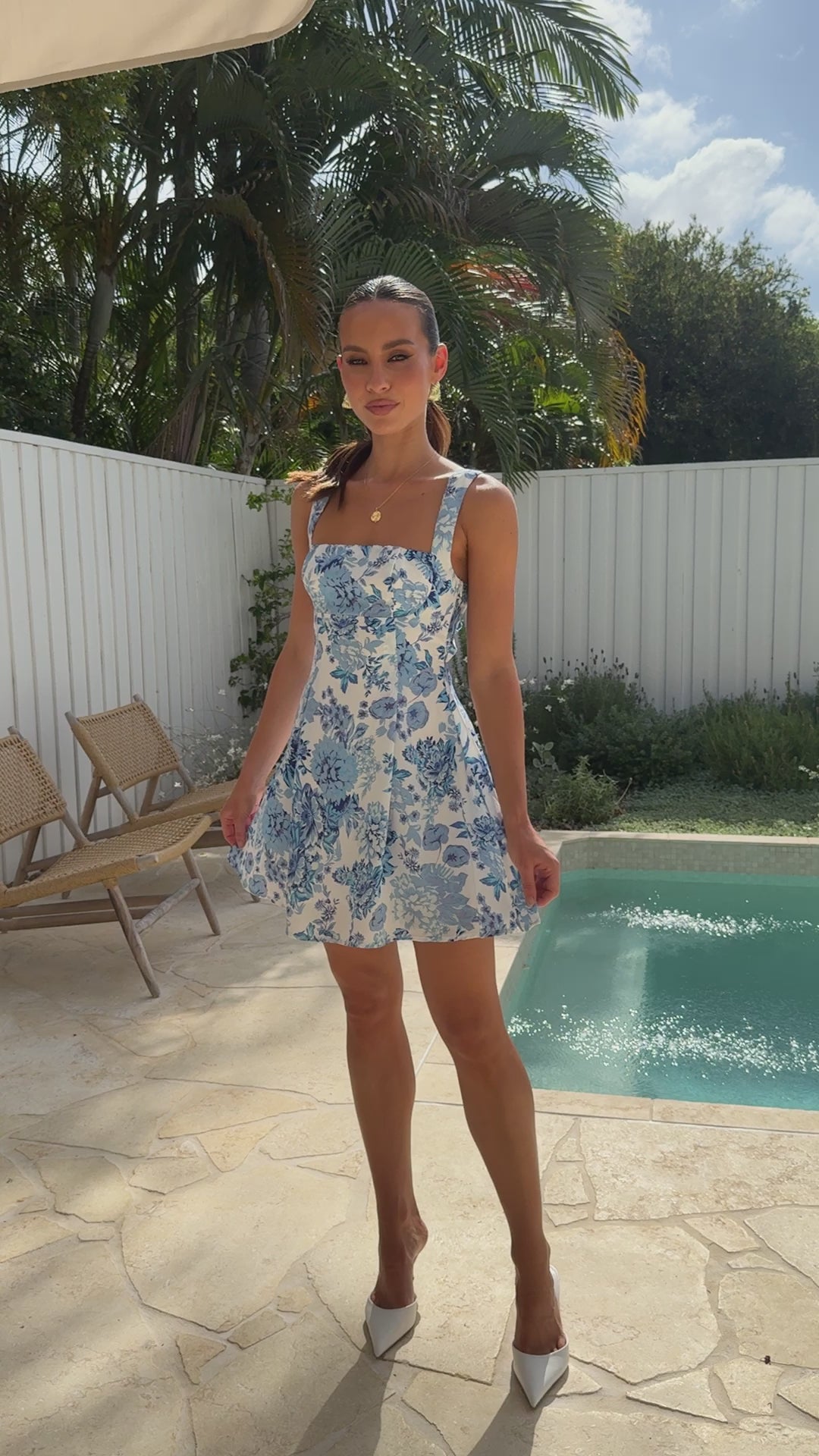 Tamah Mini Dress - Blue Floral - Billy J