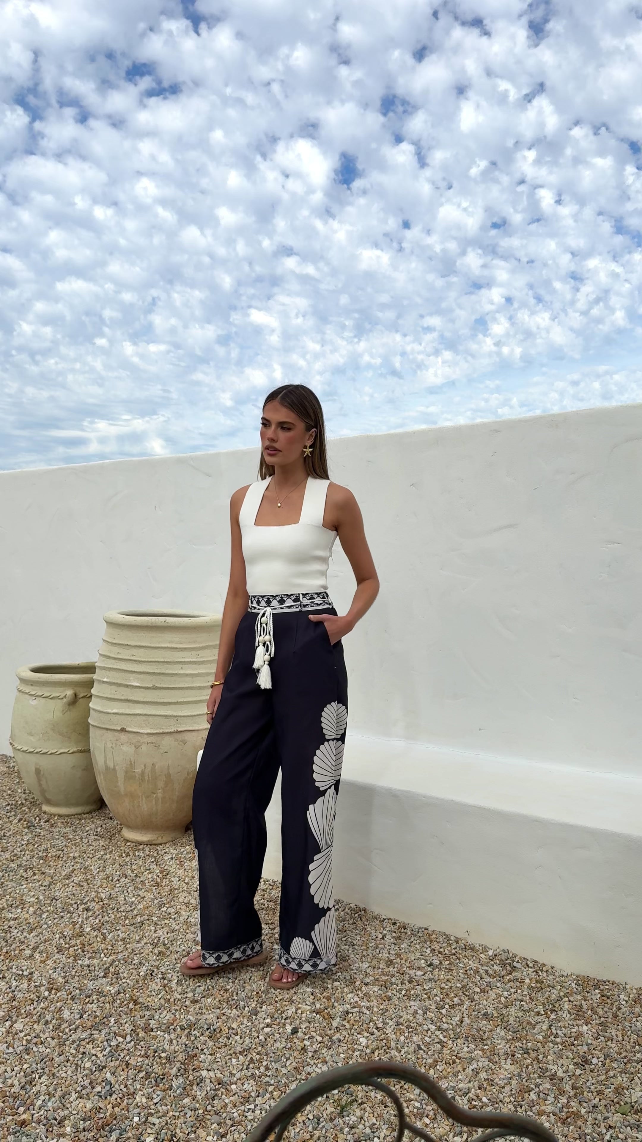 Load video: Tessa Wide Leg Pants - Black - Billy J