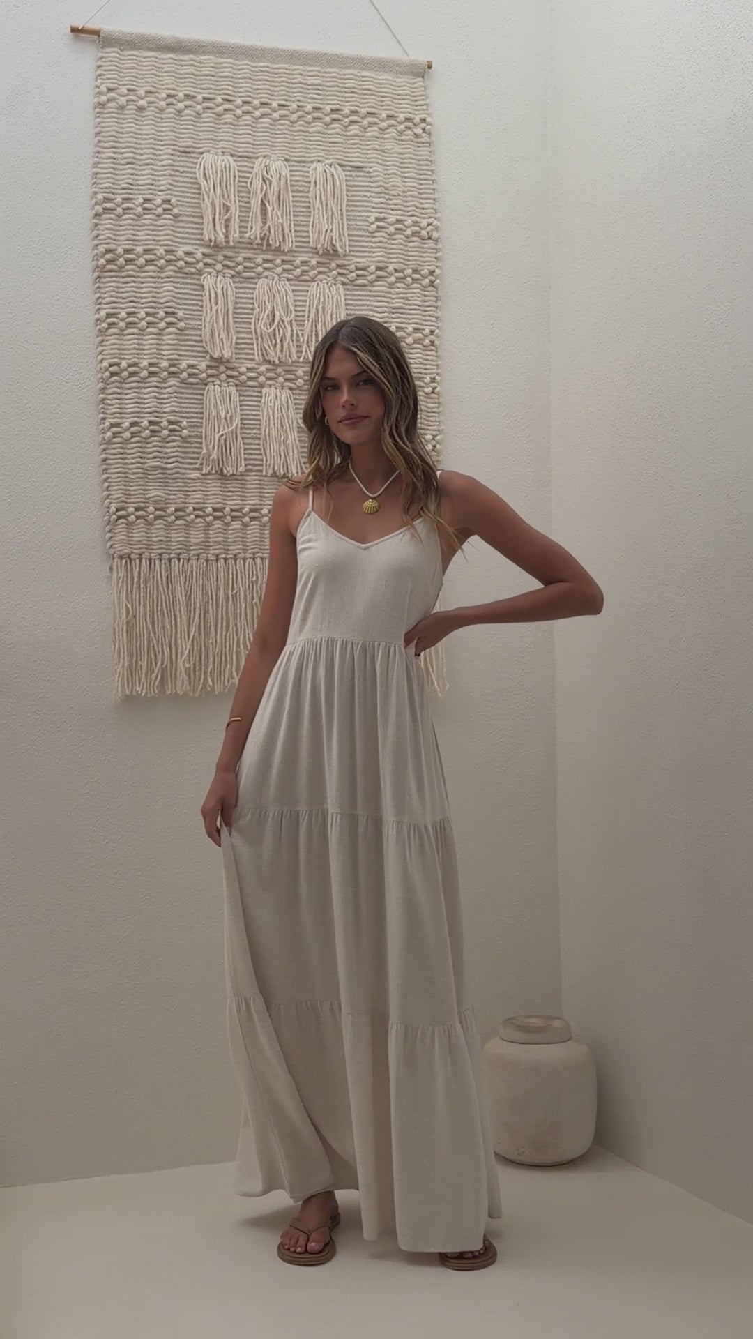 Load video: Shelley Maxi Dress - Natural - Billy J