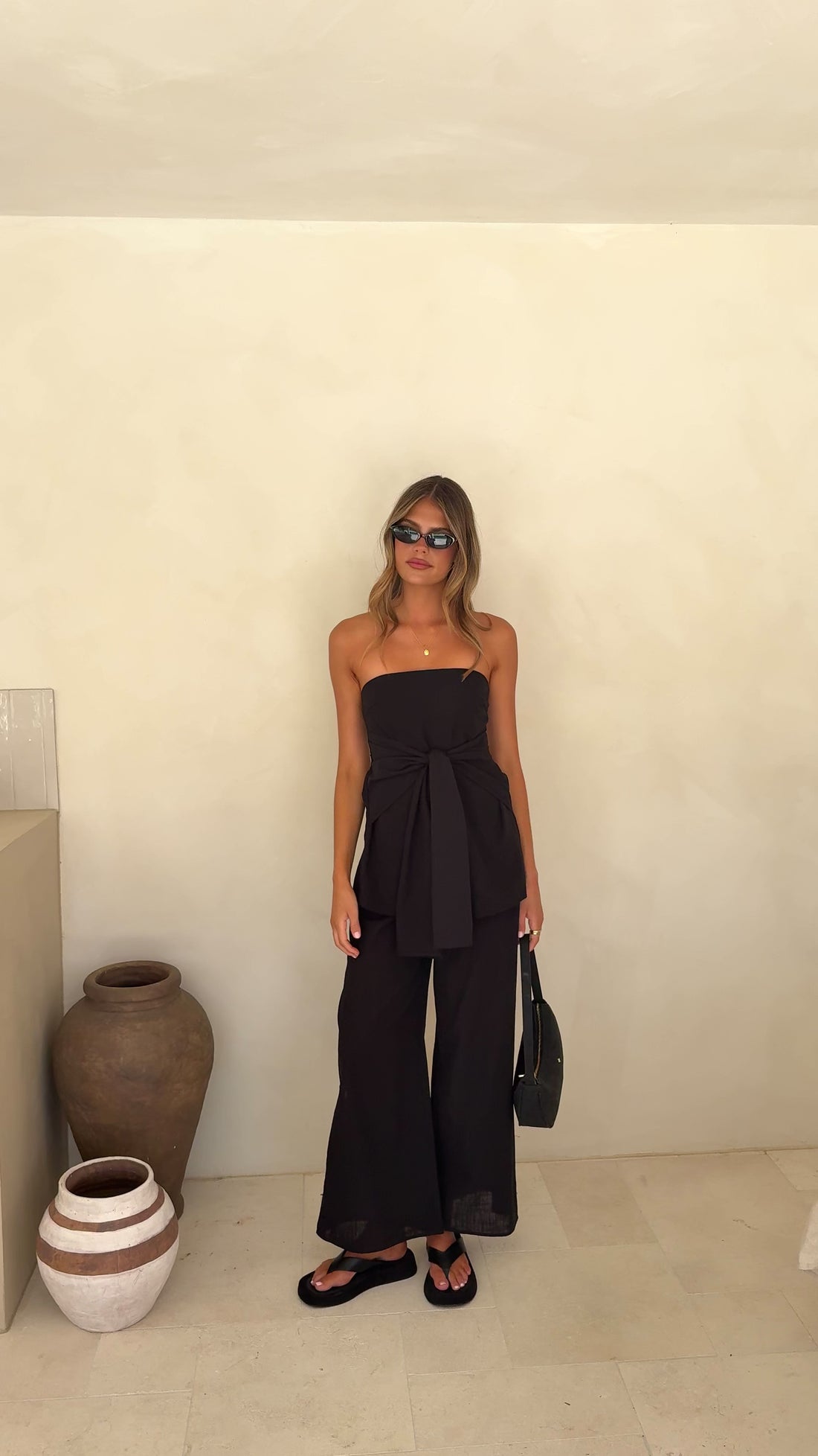 Talia Strapless Top and Pants Set - Black - Billy J