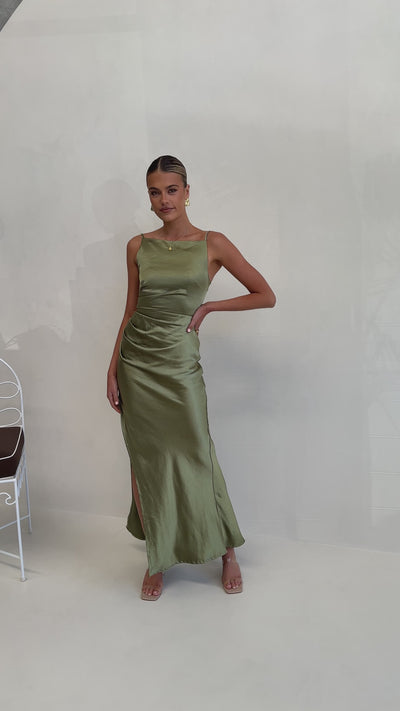 Load and play video in Gallery viewer, Ava Maxi Dress - Olive - Billy J
