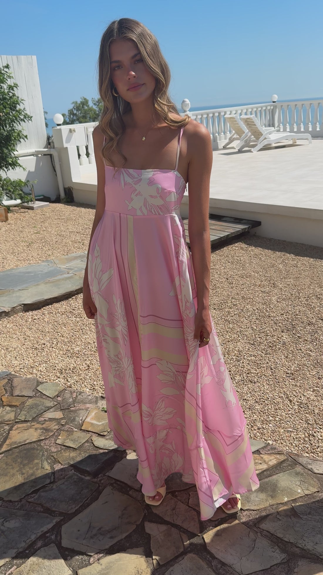 Kaethe Maxi Dress - Pink/White - Billy J