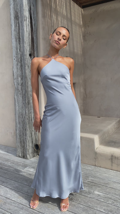 Load and play video in Gallery viewer, Chiara Maxi Dress - Steel Blue - Billy J
