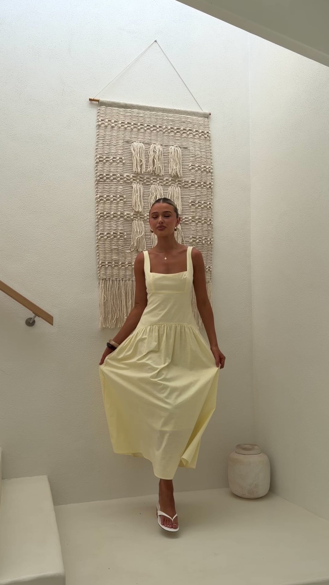 Load video: Lucy Drop Waist Maxi Dress - Butter - Billy J