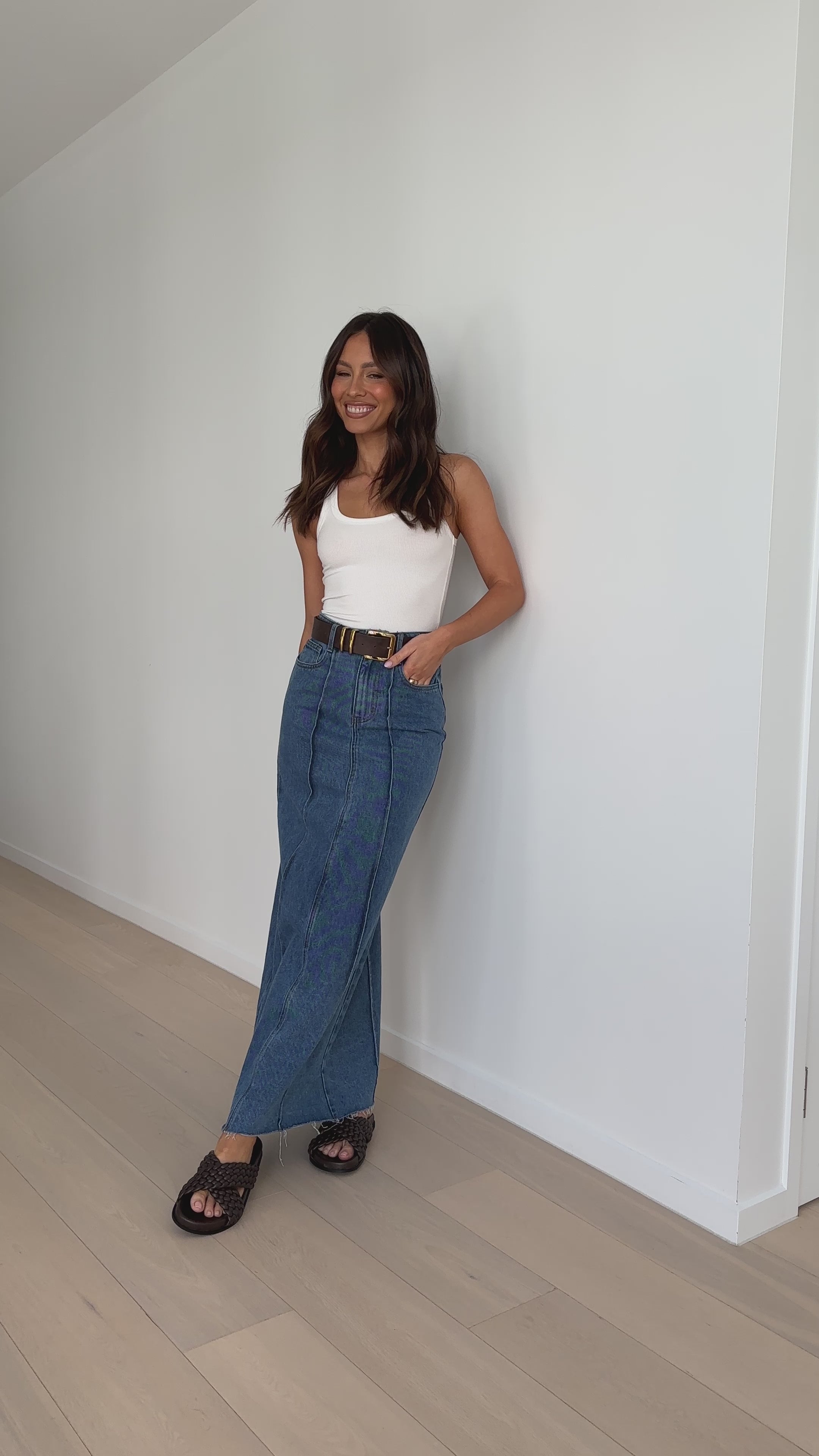 Load video: Safaya Maxi Skirt - Blue Denim - Billy J