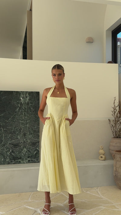 Load and play video in Gallery viewer, Caden Maxi Dress - Lemon - Billy J
