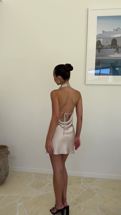 Load and play video in Gallery viewer, Rina Mini Dress - Champagne - Billy J
