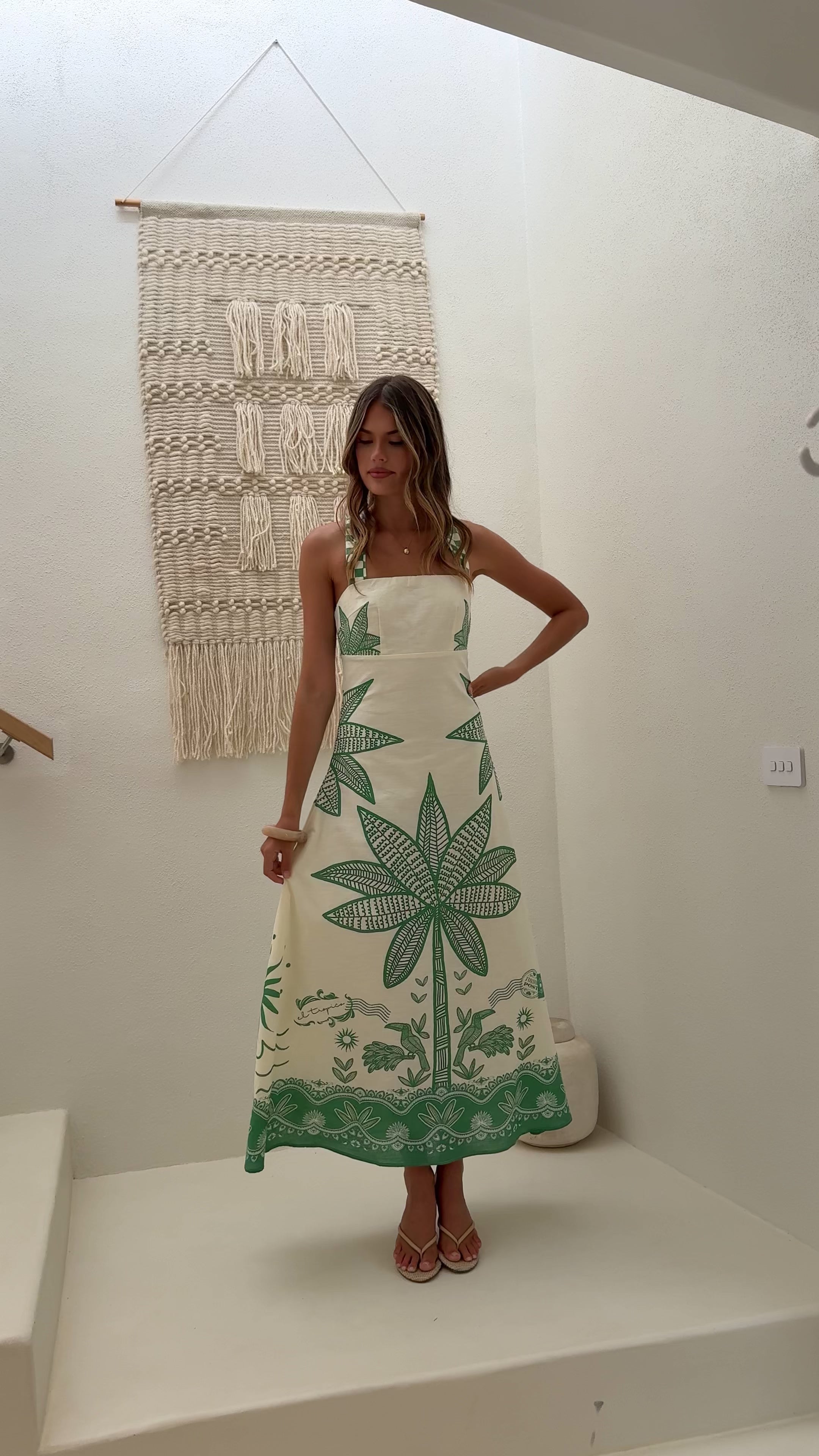 Load video: Sella Maxi Dress - Sage Palm Print