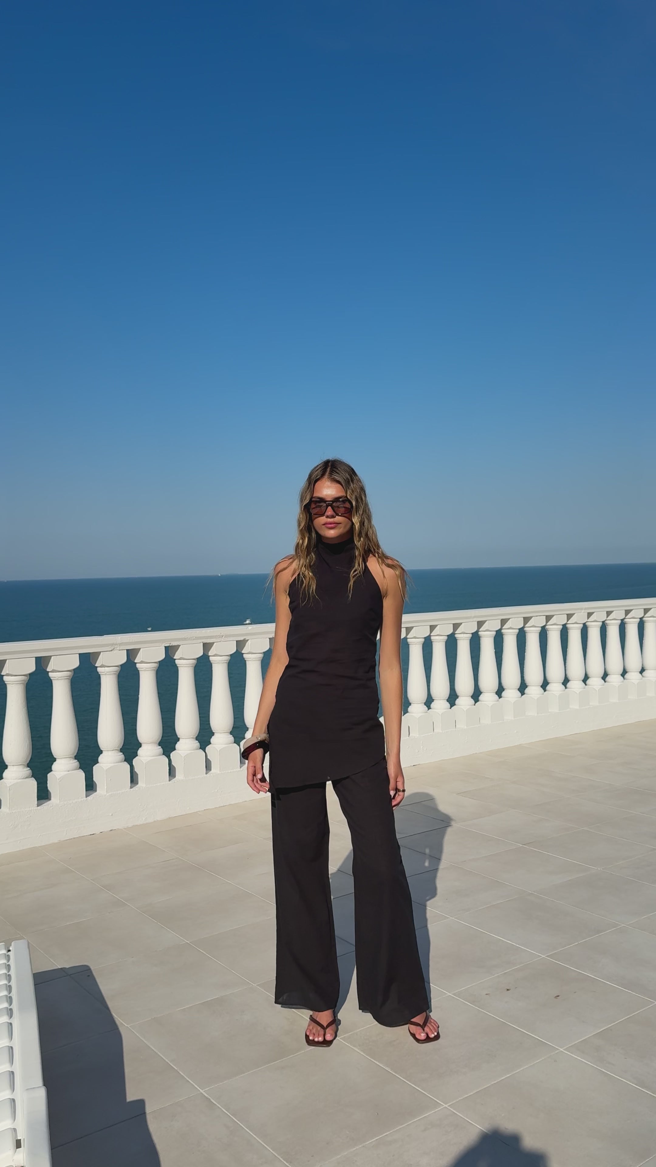 Load video: Clover Halter Top and Pants Set - Black - Billy J