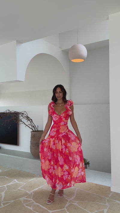 Load and play video in Gallery viewer, Alma Maxi Dress - Blood Orange - Billy J
