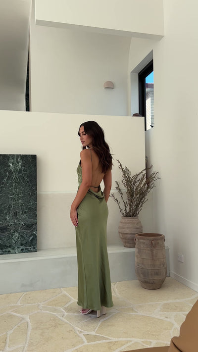 Load and play video in Gallery viewer, Sia Maxi Dress - Olive - Billy J
